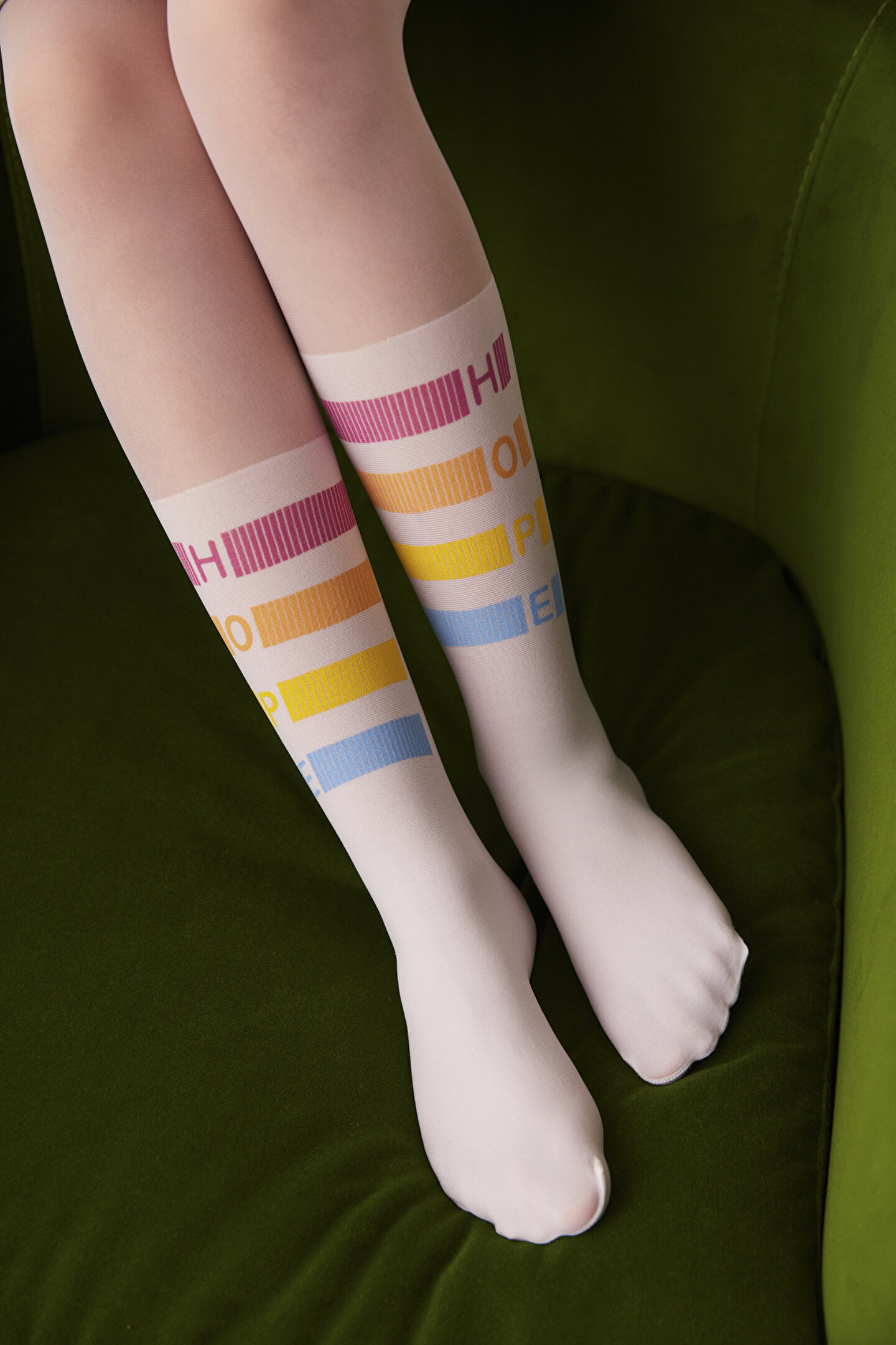Beyaz Kız Çocuk Hope Yazılı Külotlu Çorap - 1
