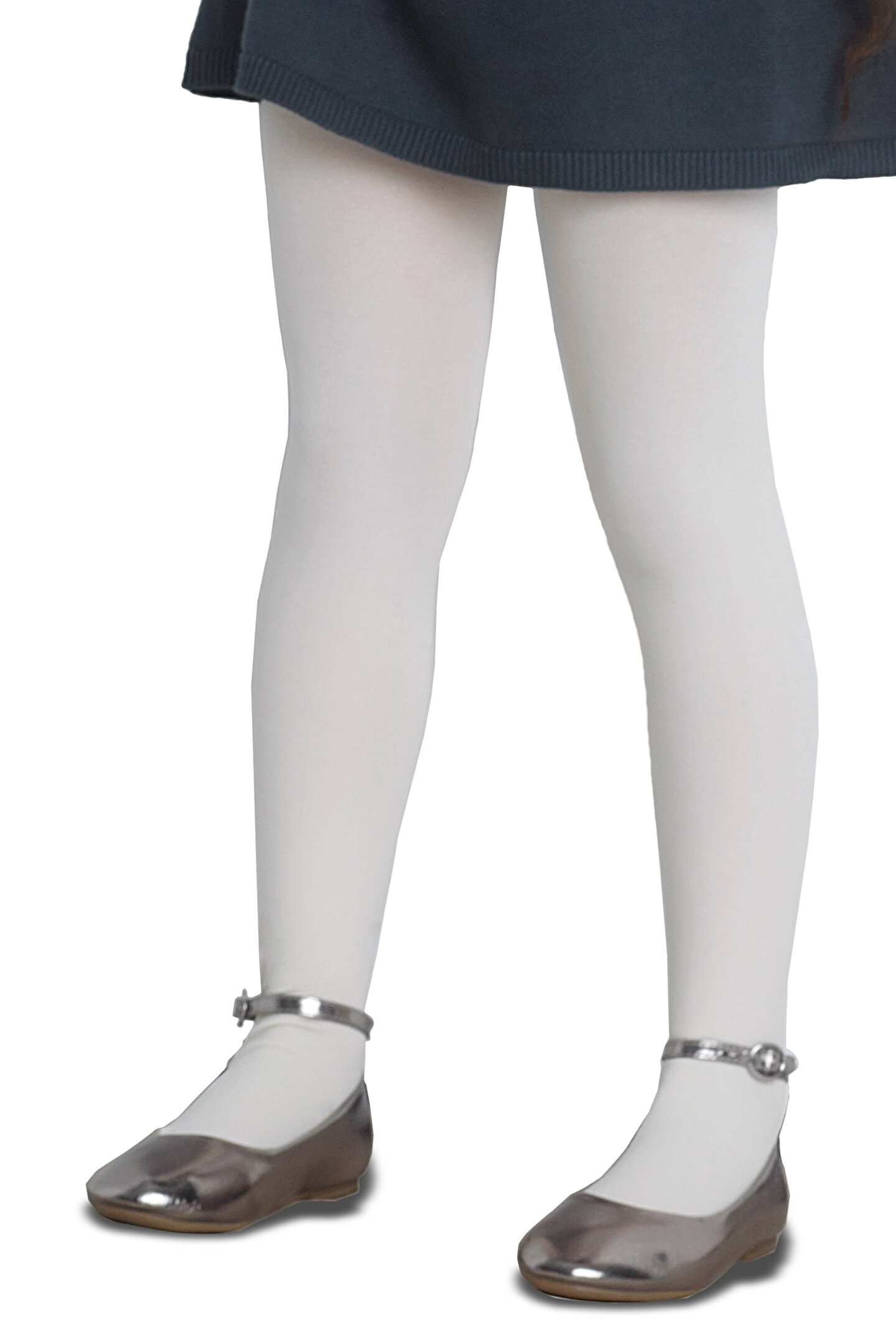 Beyaz Kız Çocuk Bambu Külotlu Çorap - 1