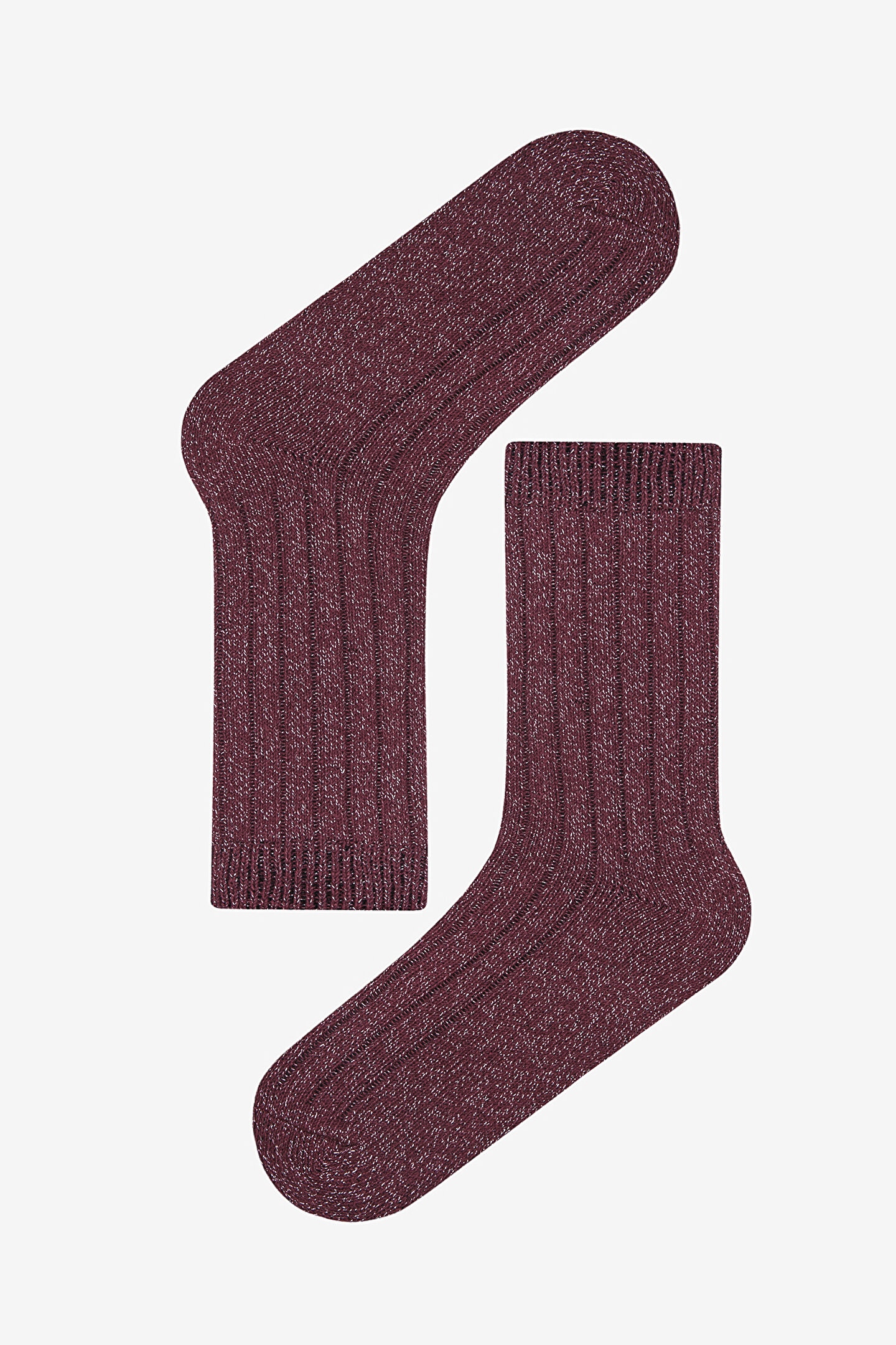 Warm Shiny Rib Burgundy Socket Socks - 1