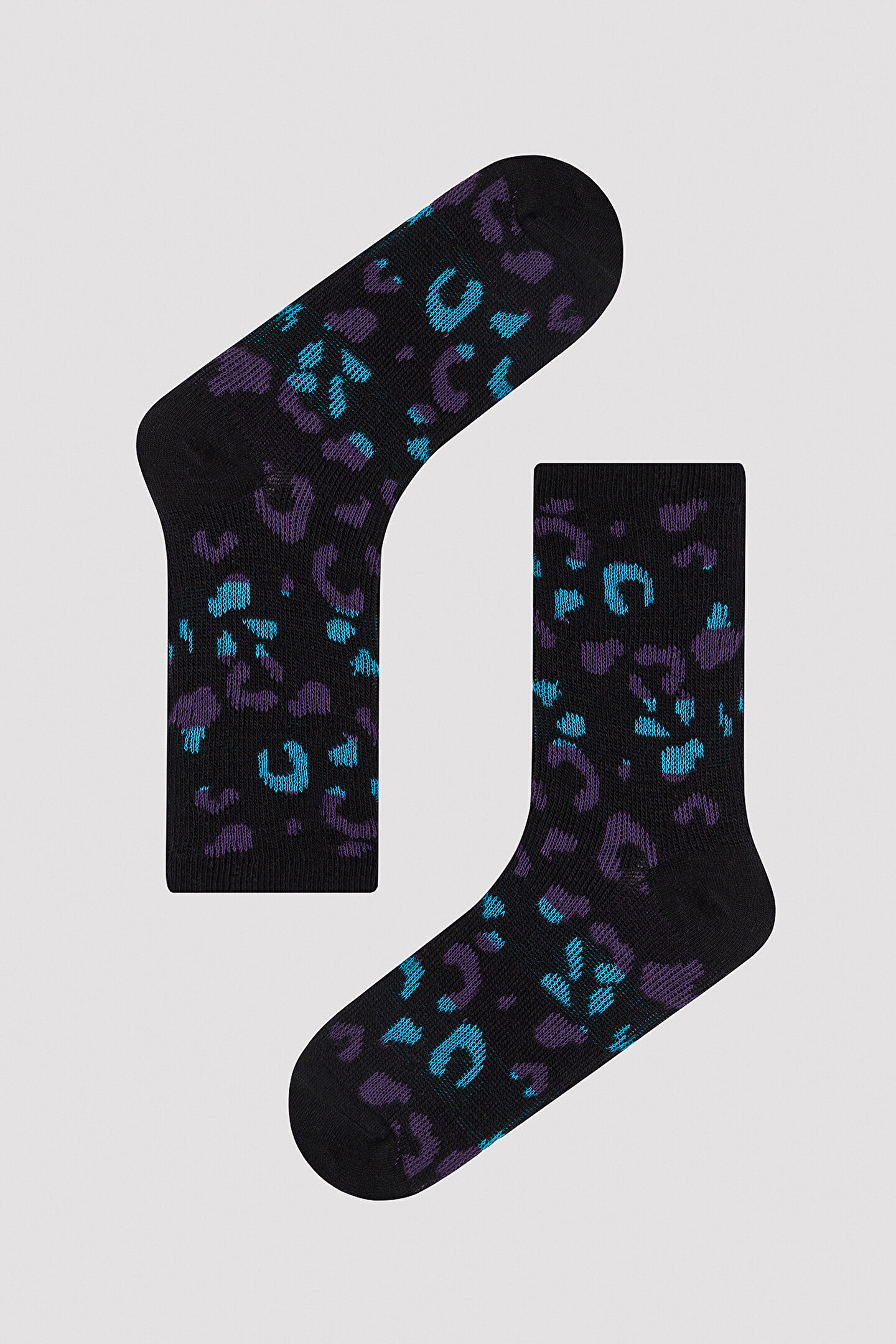 Colorful Leopar Siyah Soket Çorap - 1