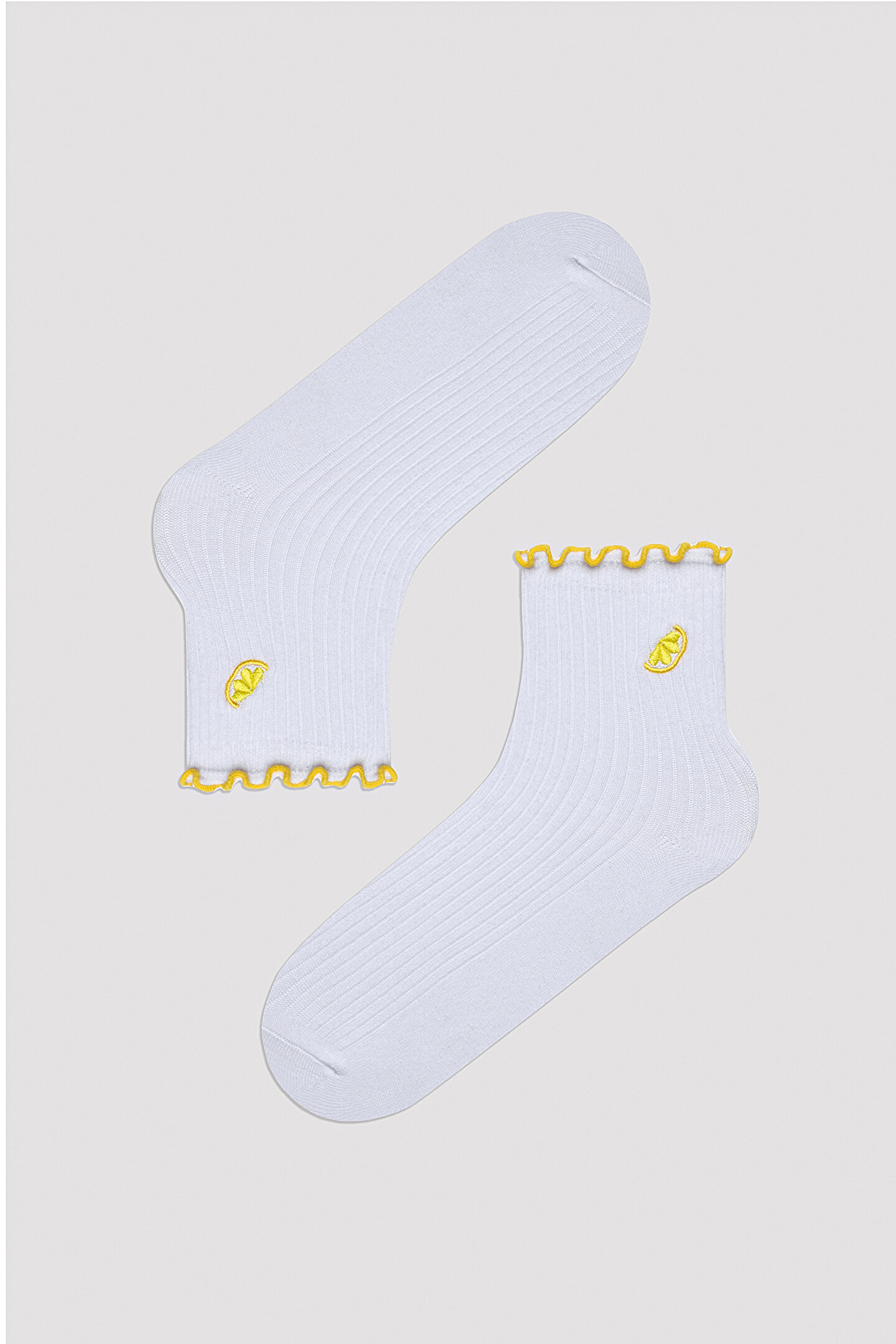Lemon Frill Beyaz Soket Çorap - 1