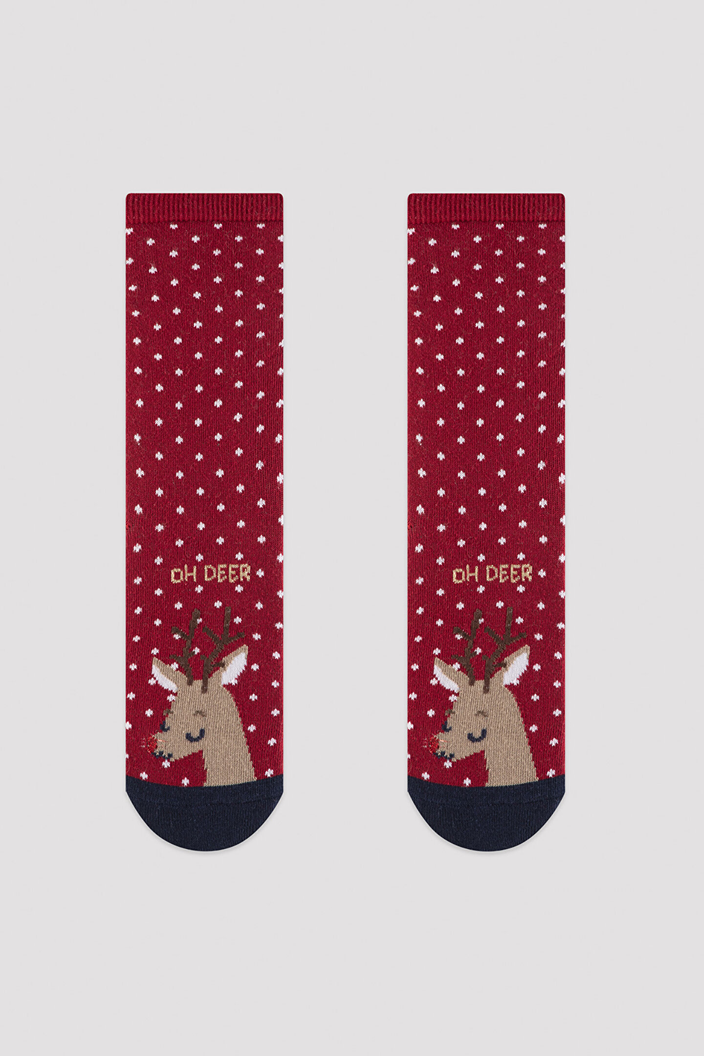 Kırmızı Yeni Yıl Konseptli Soket Çorap - 1