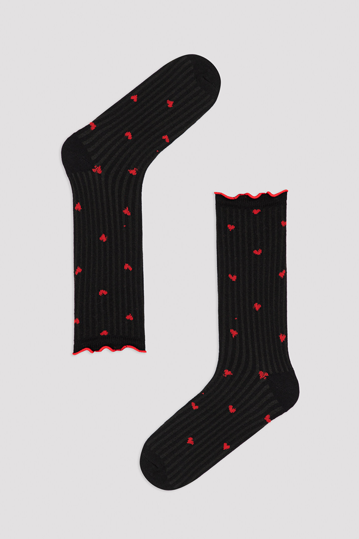Valentines Black Tiny Desen Soket Çorap - 1
