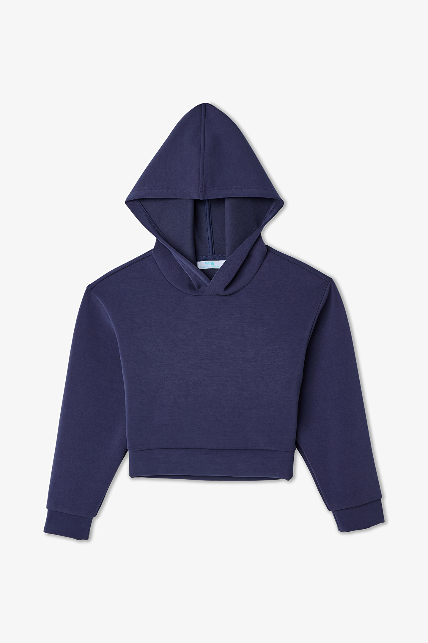 Koyu İndigo Kız Çocuk Soft Oversize Kapüşonlu Sweatshirt - 1