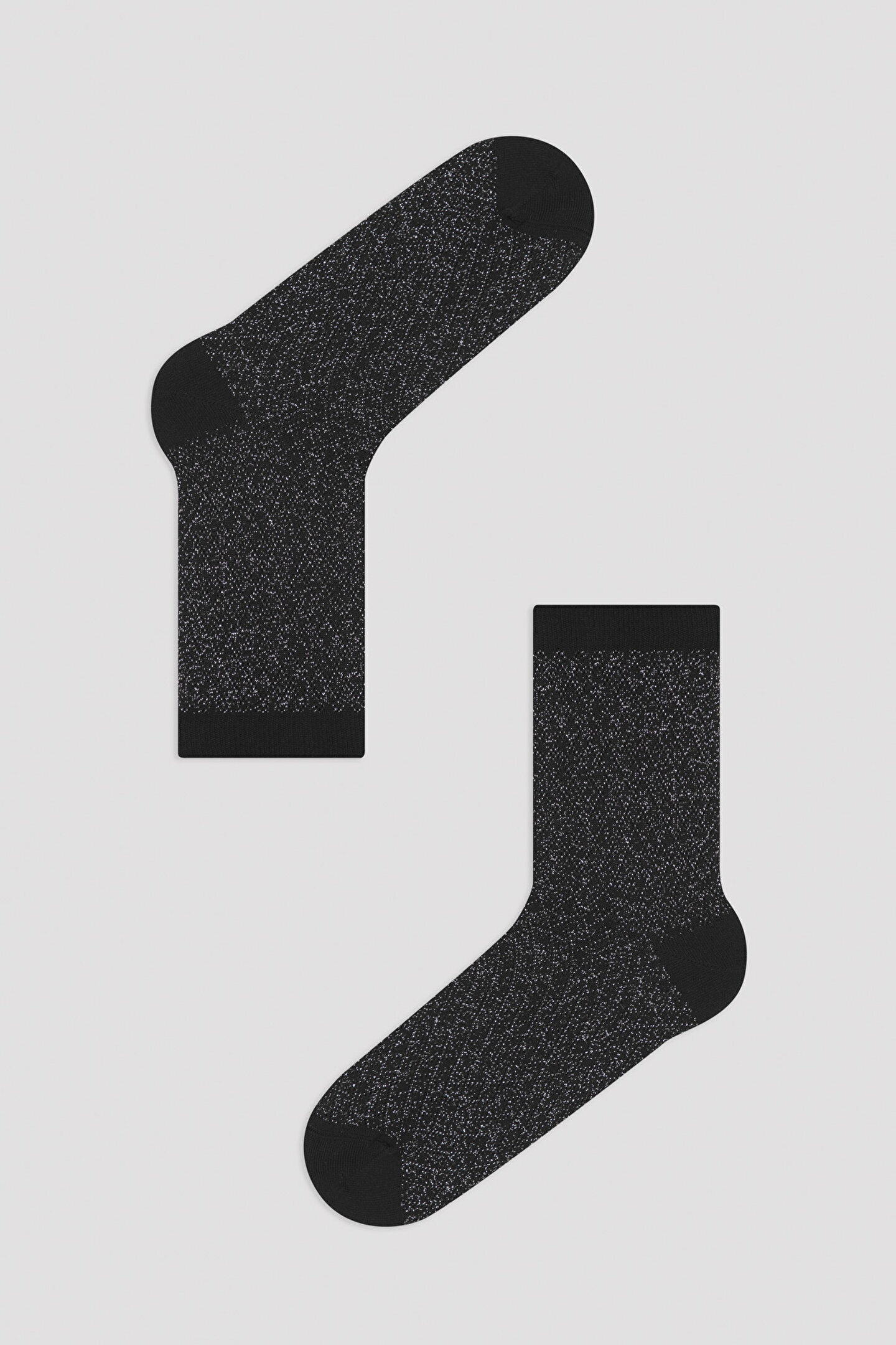 Black Shiny Cross Soket Socks - 1