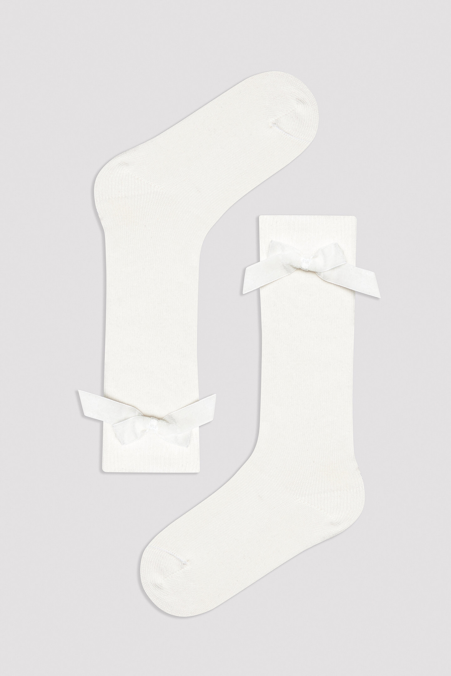 Kız Çocuk White Ribbon Pantolon Çorabı - 1