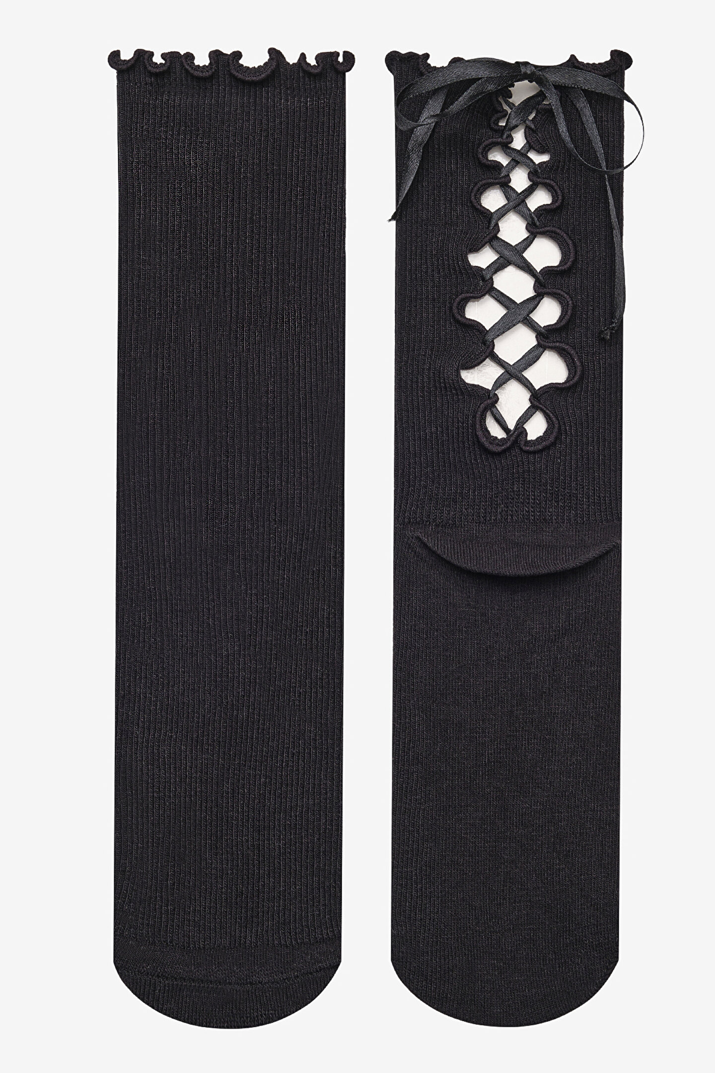 Infinity Ribbon Black Socket Socks - 1