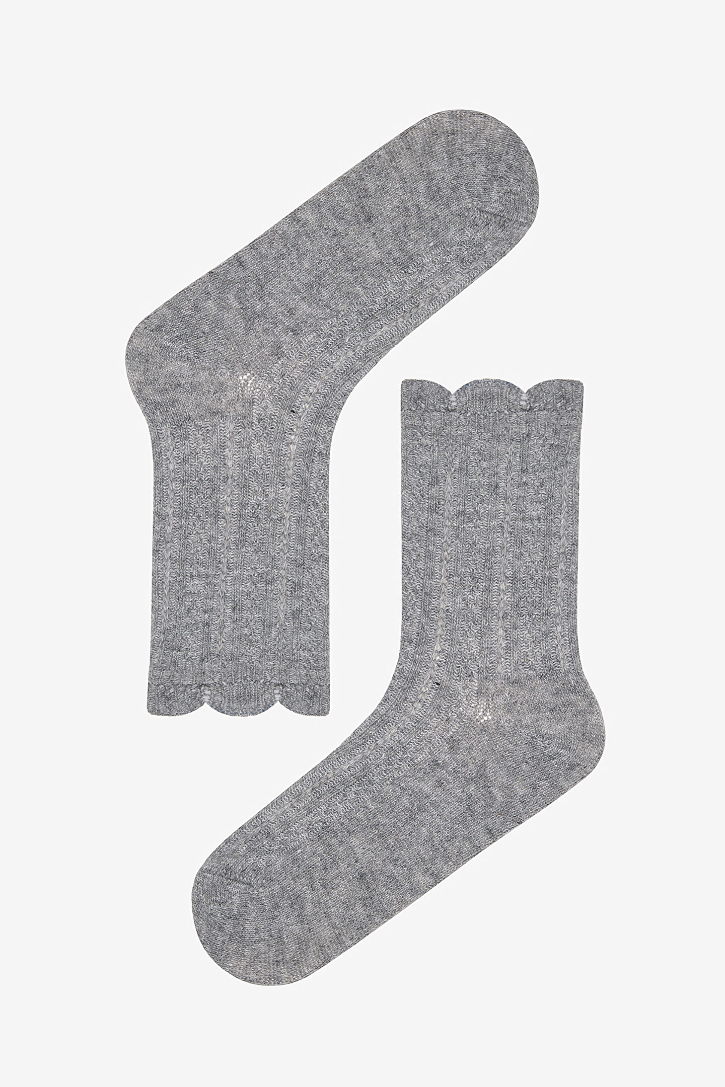 Ruffle Jacquard Dark Grey Socket Socks - 1