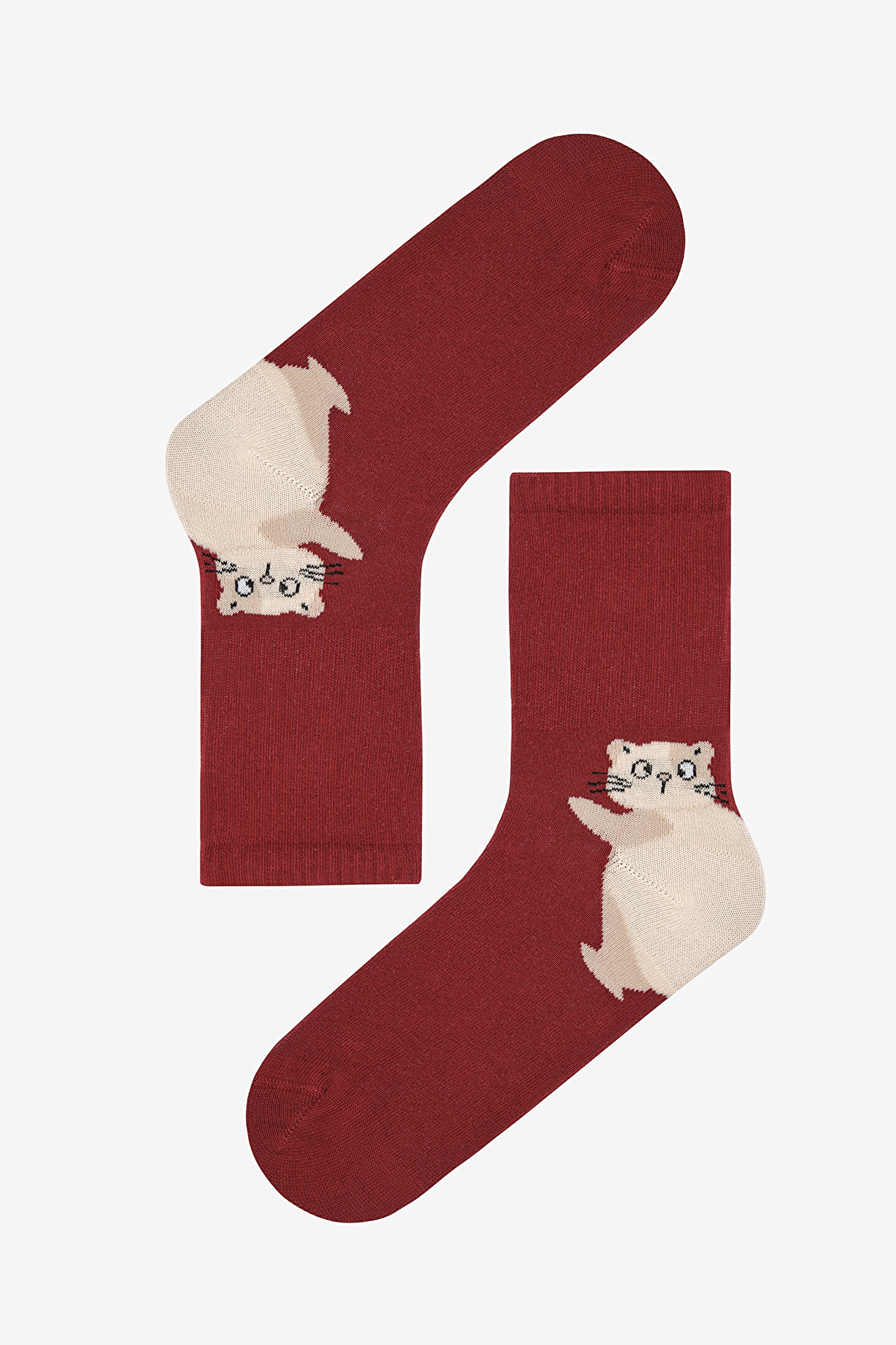 Kitty Heel Burgundy Socket Socks - 1