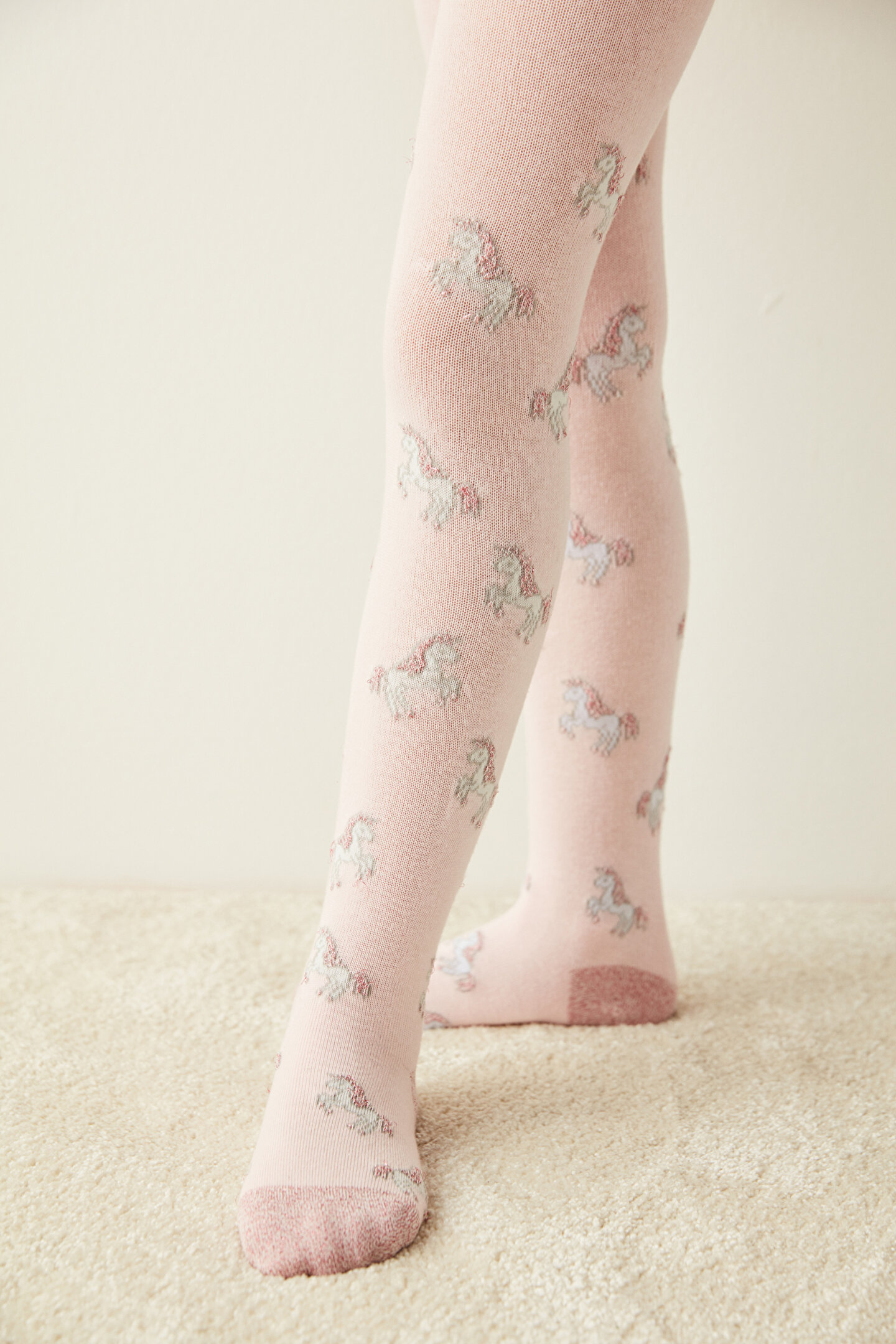 Pembe Kız Çocuk Unicornlu Külotlu Çorap - 1