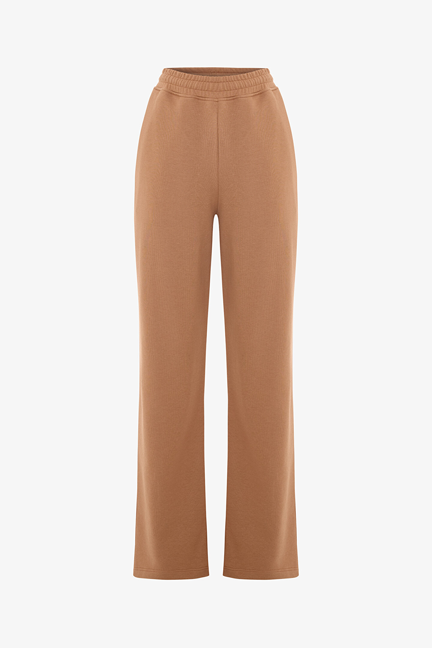 Light Brown Foldable Oversize Mid Waist Tie Detailed Sweatpants - 1