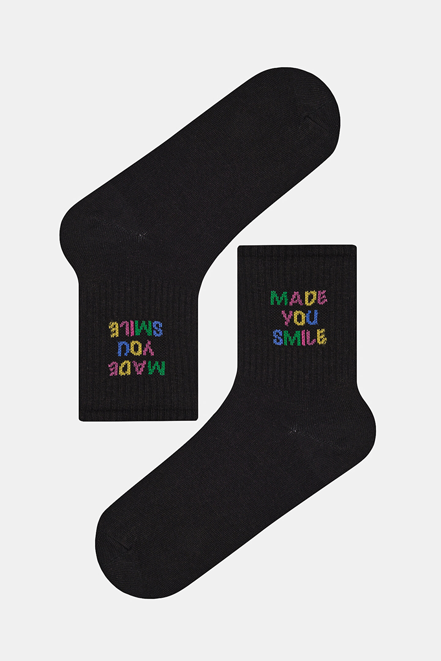 Smile Black Tennis Socket Socks - 1