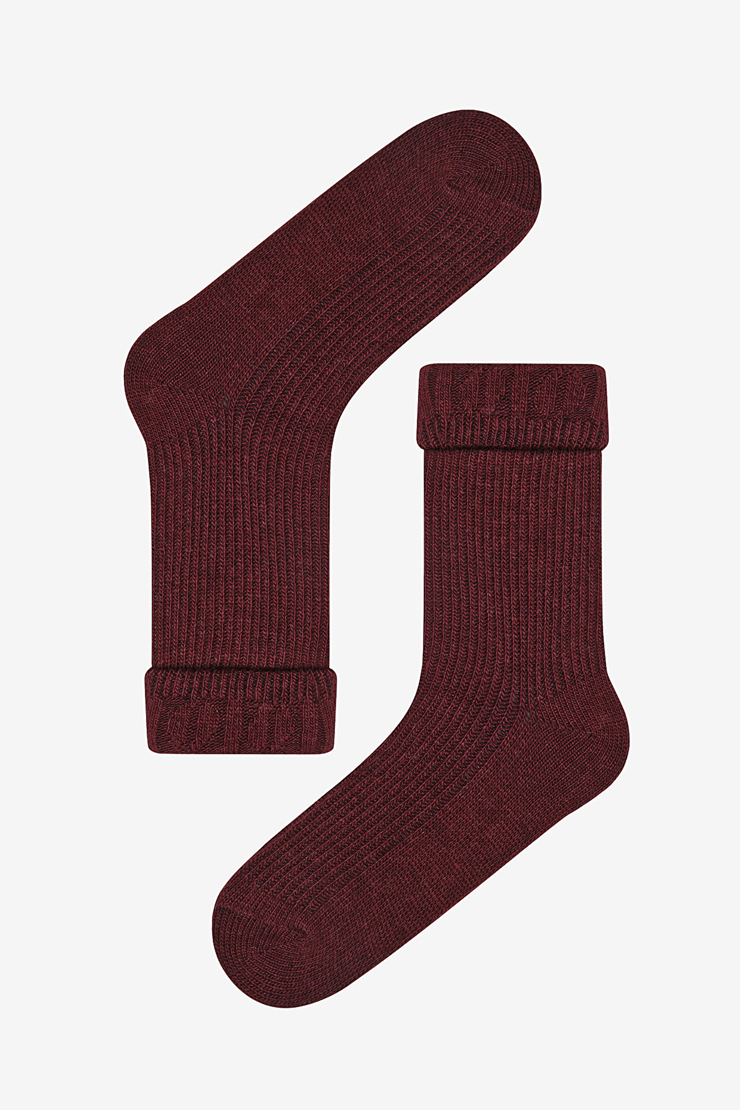 Warm Folded Burgundy Socket Socks - 1