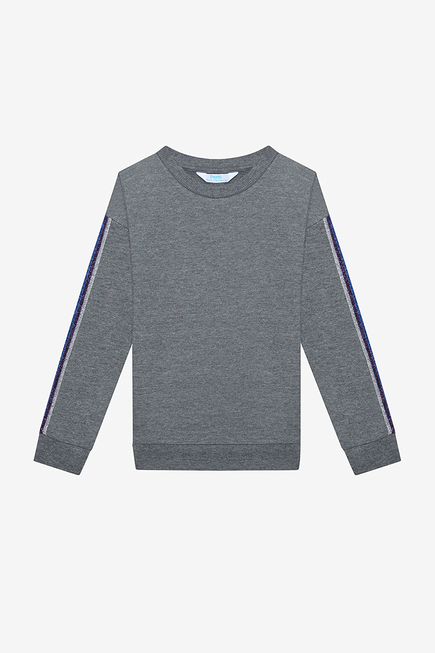 Kız Çocuk Glitter Line Gri Sweatshirt - 1