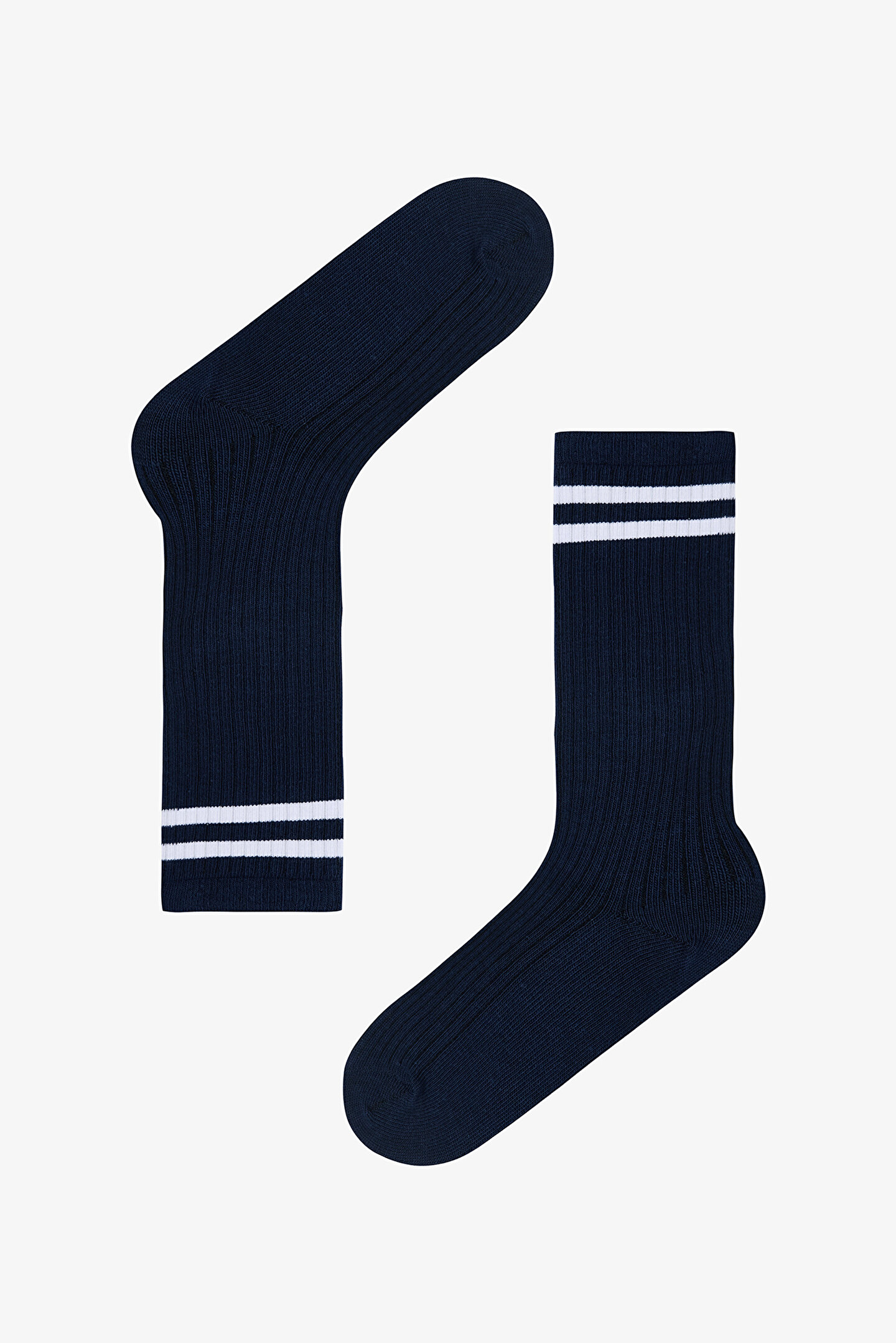 Lacivert Kız Çocuk Sporty Çizgili Pantolon Çorabı - 1