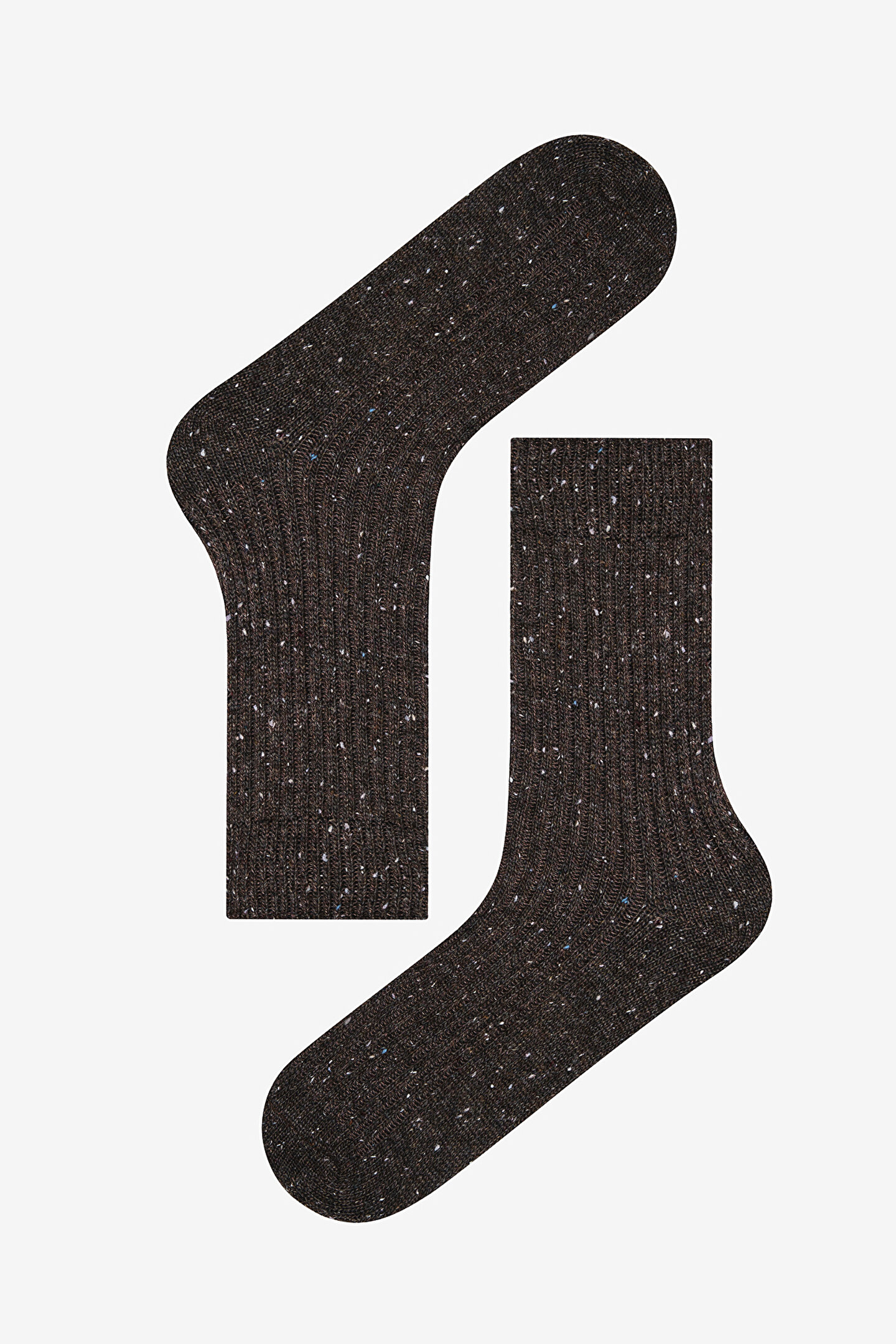 Man Ribbed Brown Socket Socks - 1