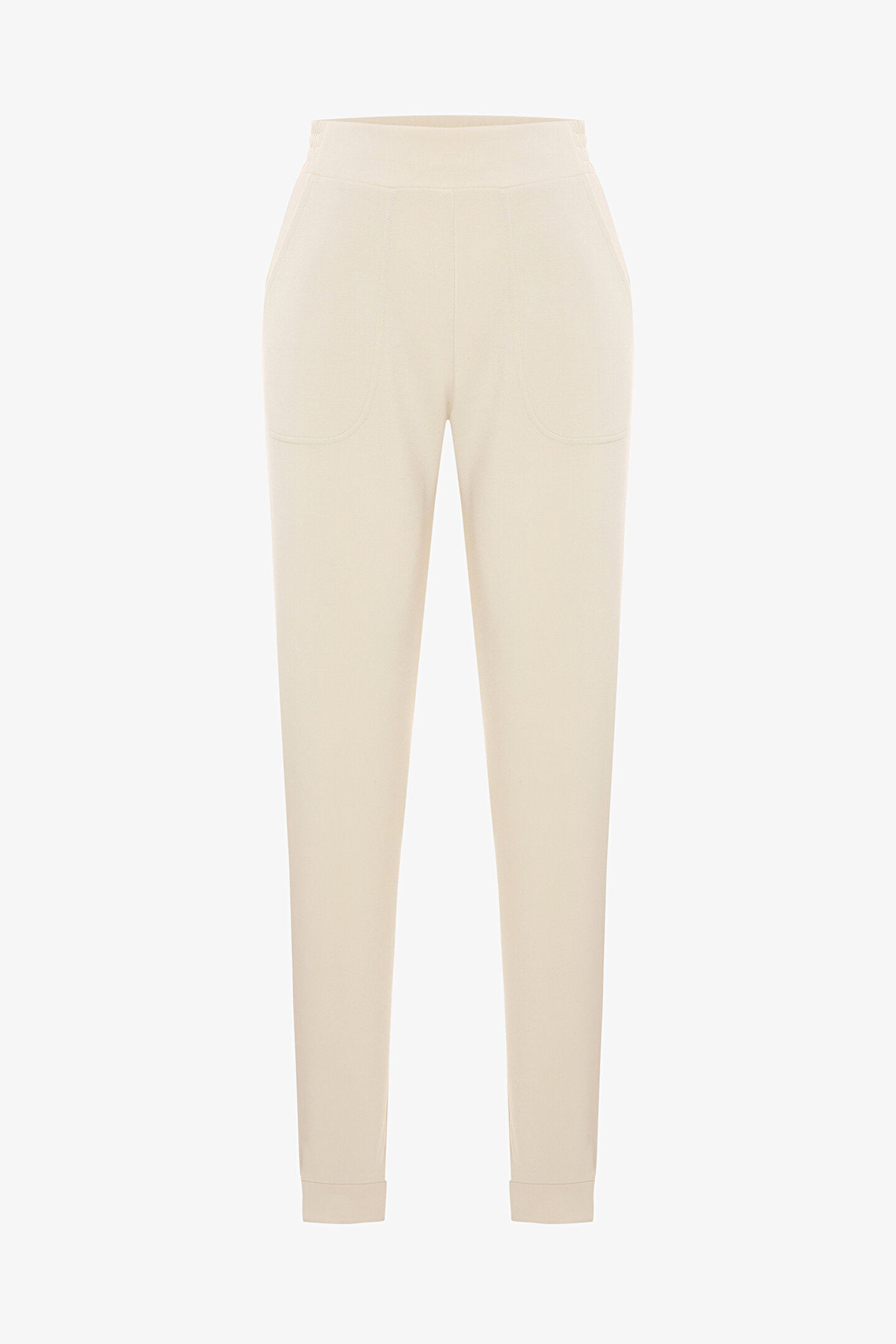 Bej Silky Feel Cepli Bağlama Detaylı Normal Bel Jogger Eşofman Altı - 1