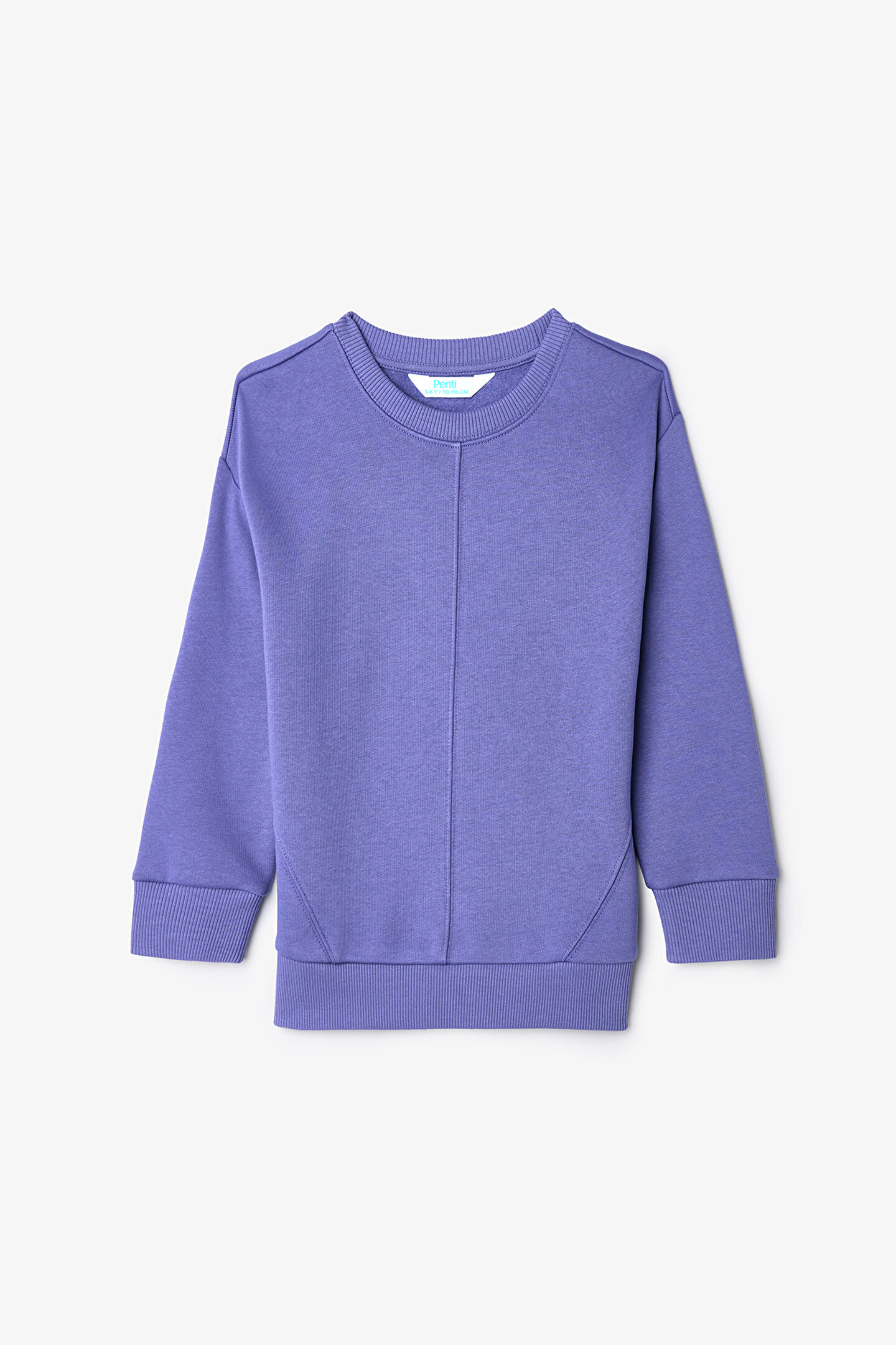 Mor Kız Çocuk Bisiklet Yaka Dikiş Detaylı Oversize Sweatshirt - 1