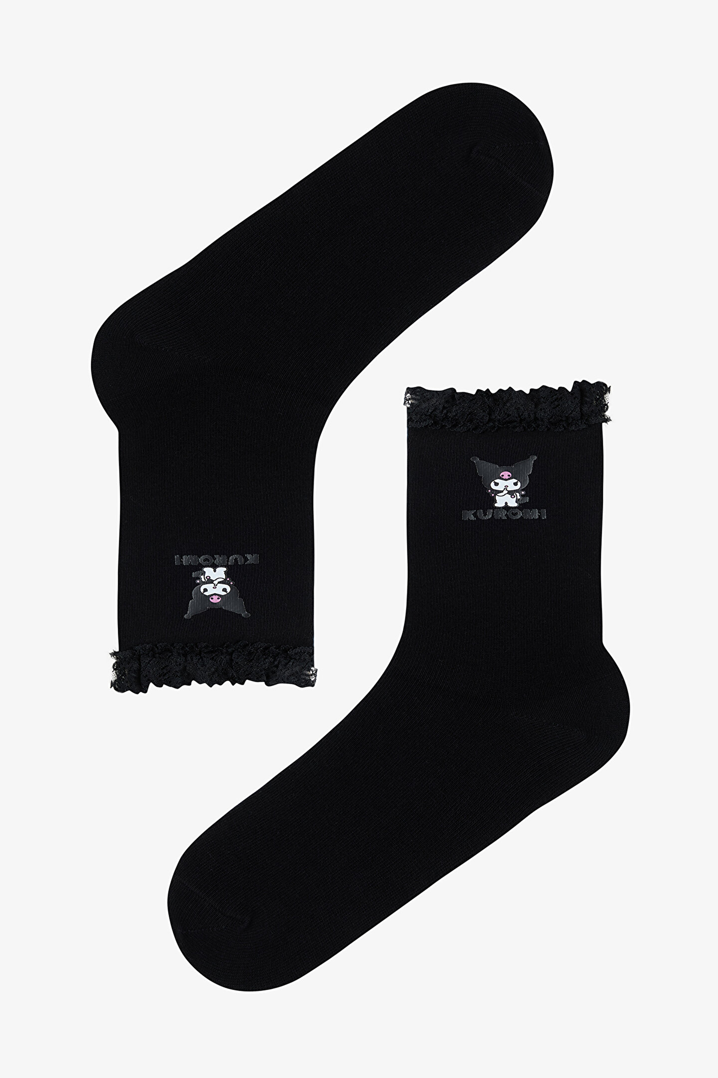 Cotton Kuromi Lace Socket Socks - 1