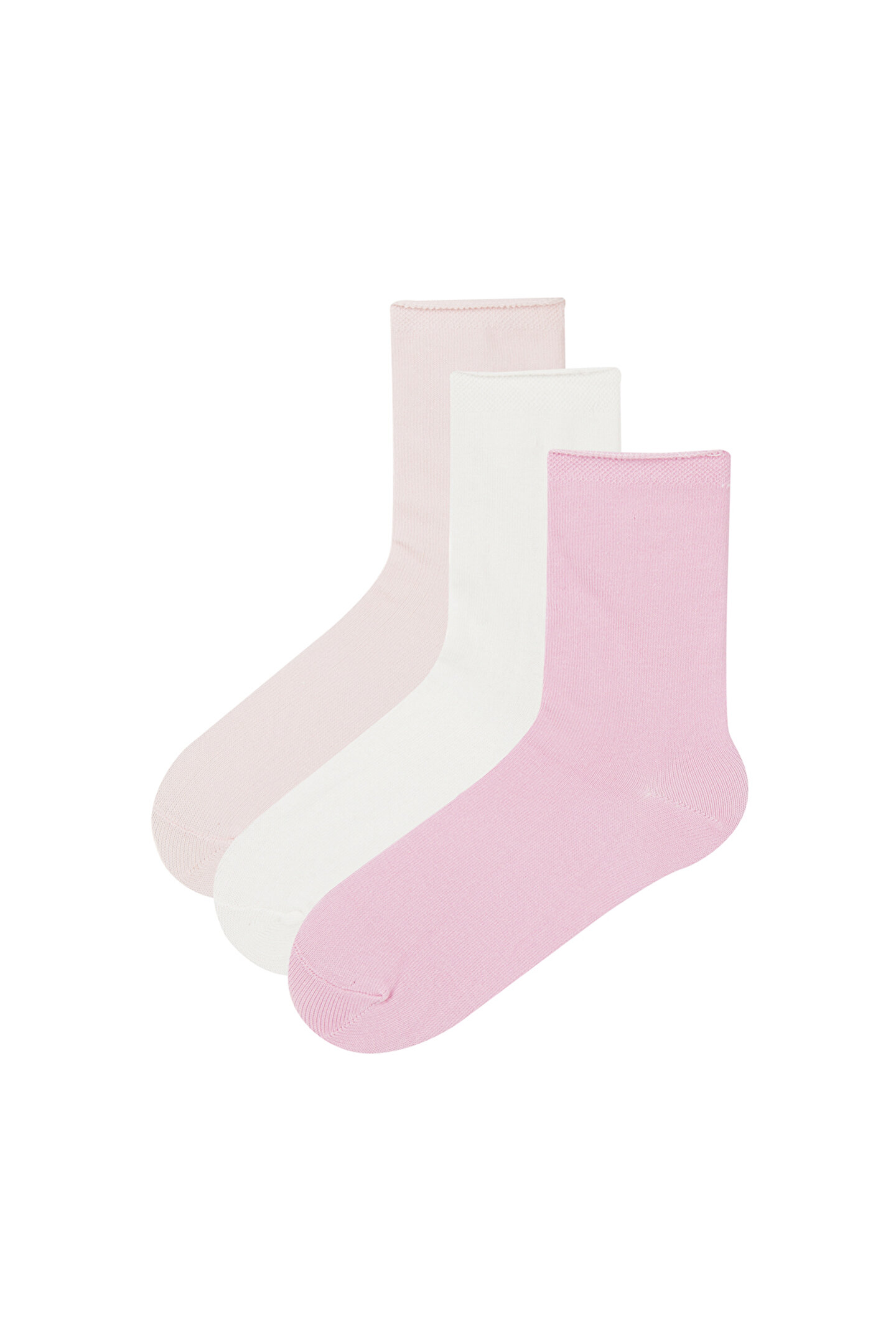 Pembe Kız Çocuk Basic 3LÜ Soket Çorap - 1