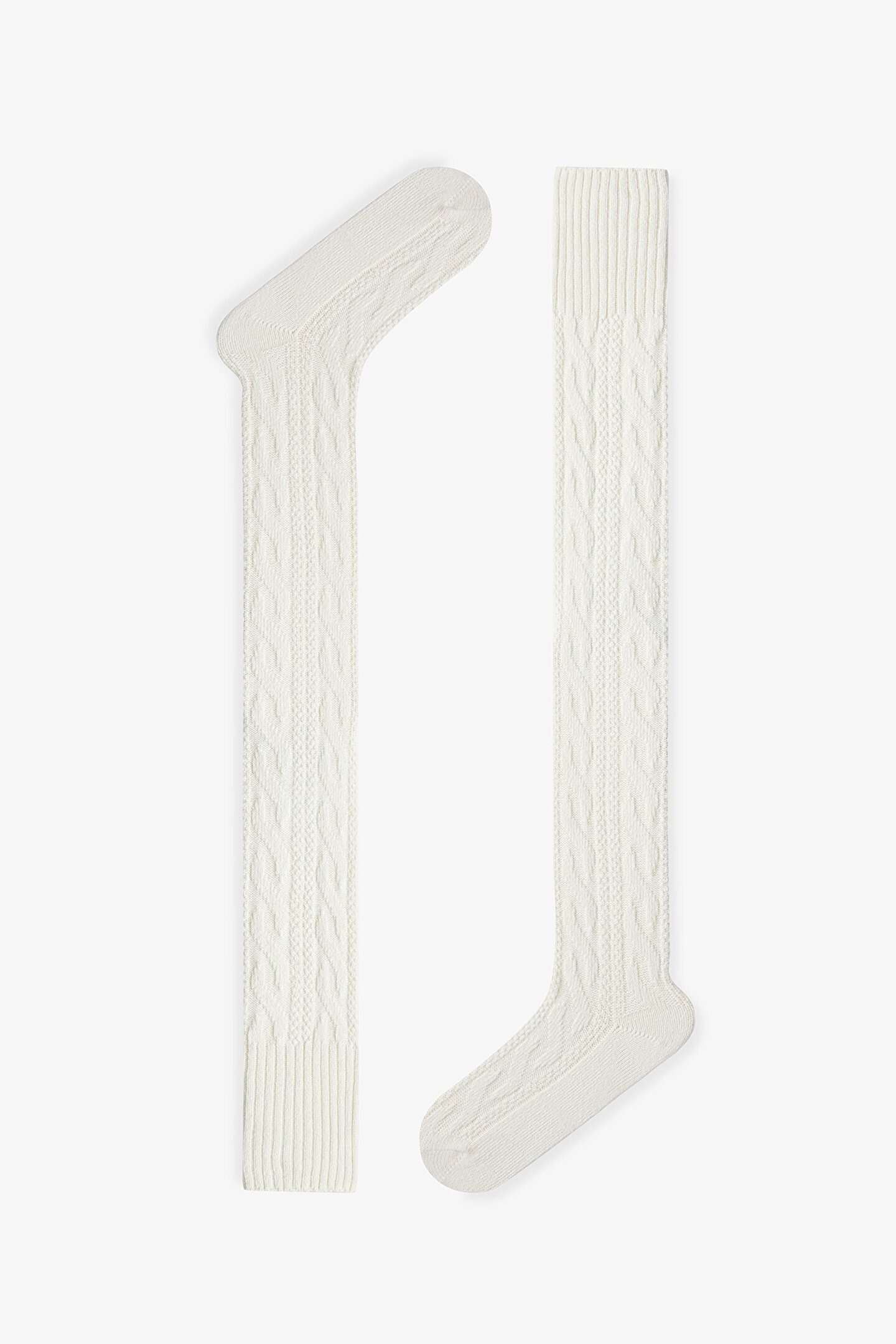 Örgü Desenli Kalın Dizüstü Çorap - 1