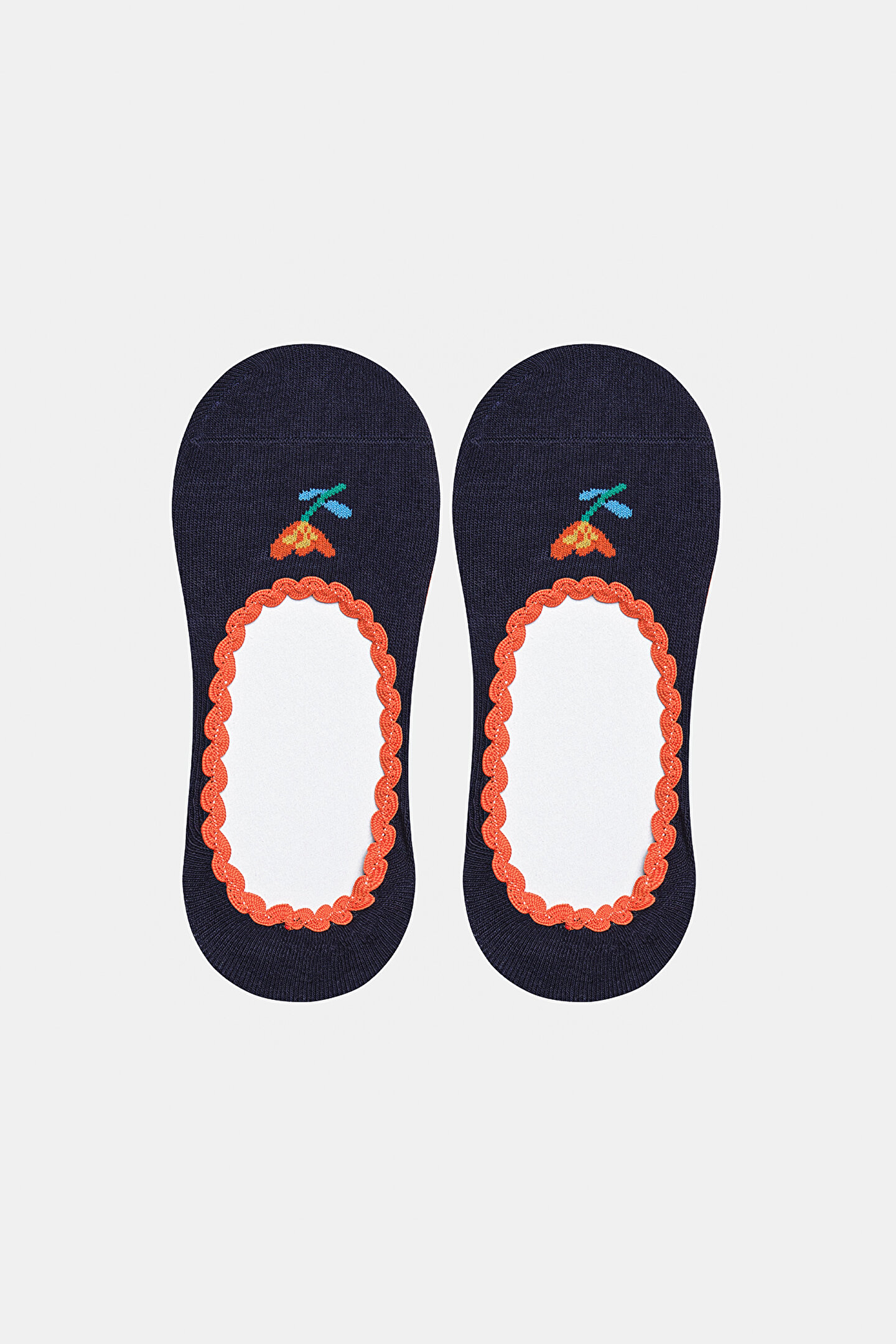 Floral Navy Blue Invisible Socks - 1