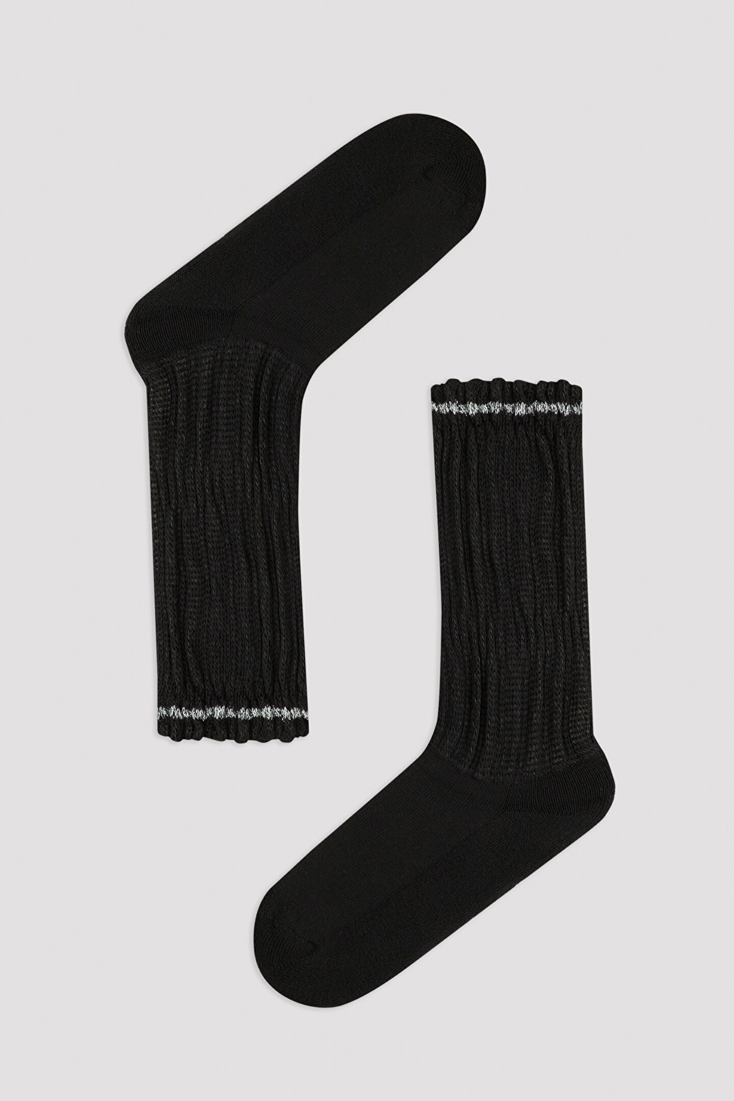 Black Girls Glitter Siyah Knee Socks - 1