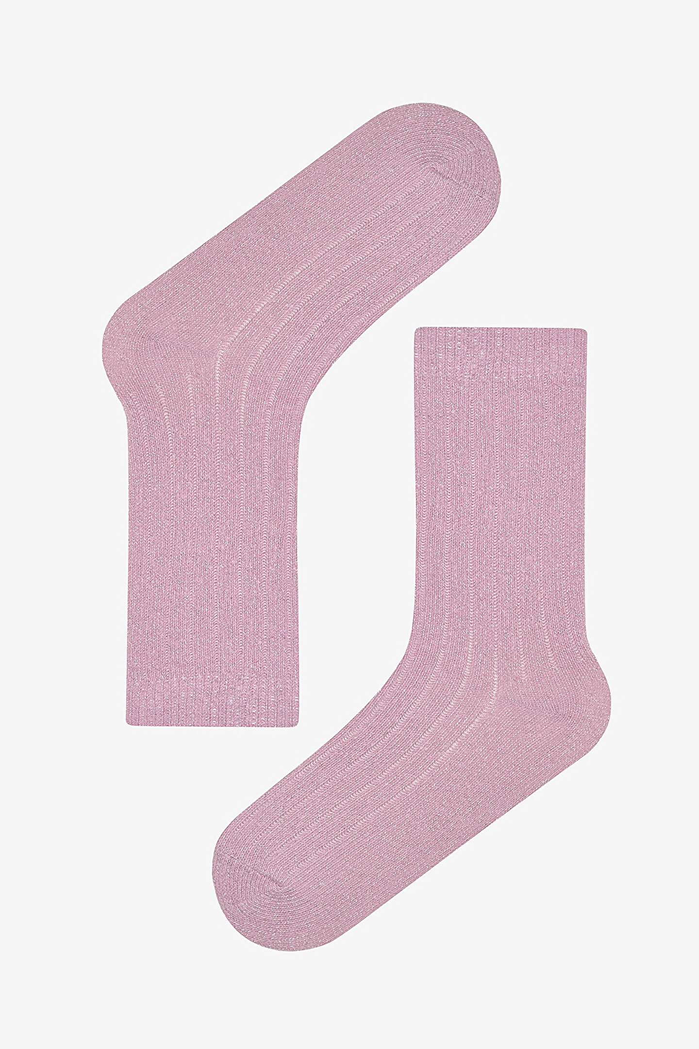 Warm Shiny Rib Pembe Socket Socks - 1