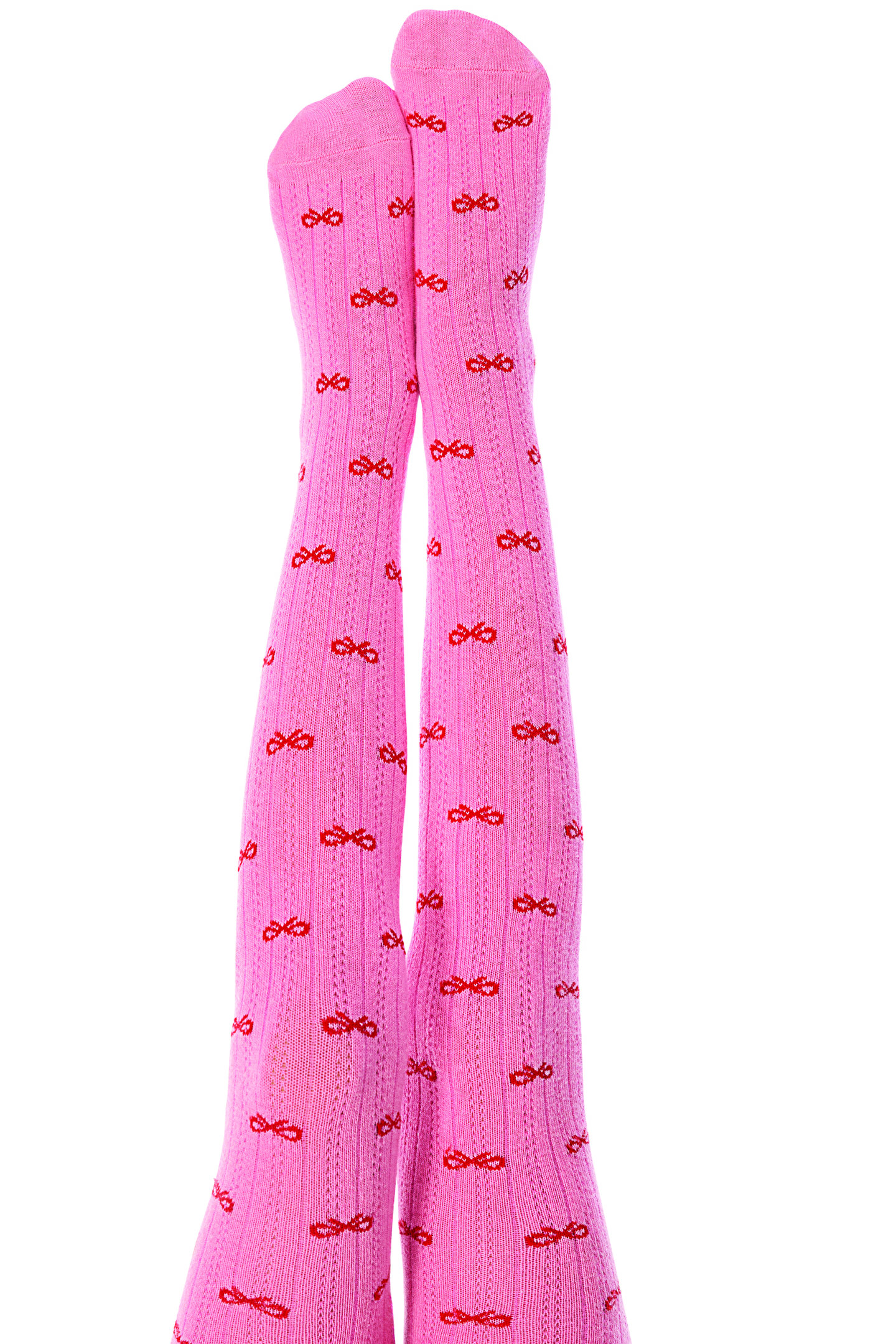 Candy Pink Girls Bow Detailed Cotton 100 Denier Tights - 1
