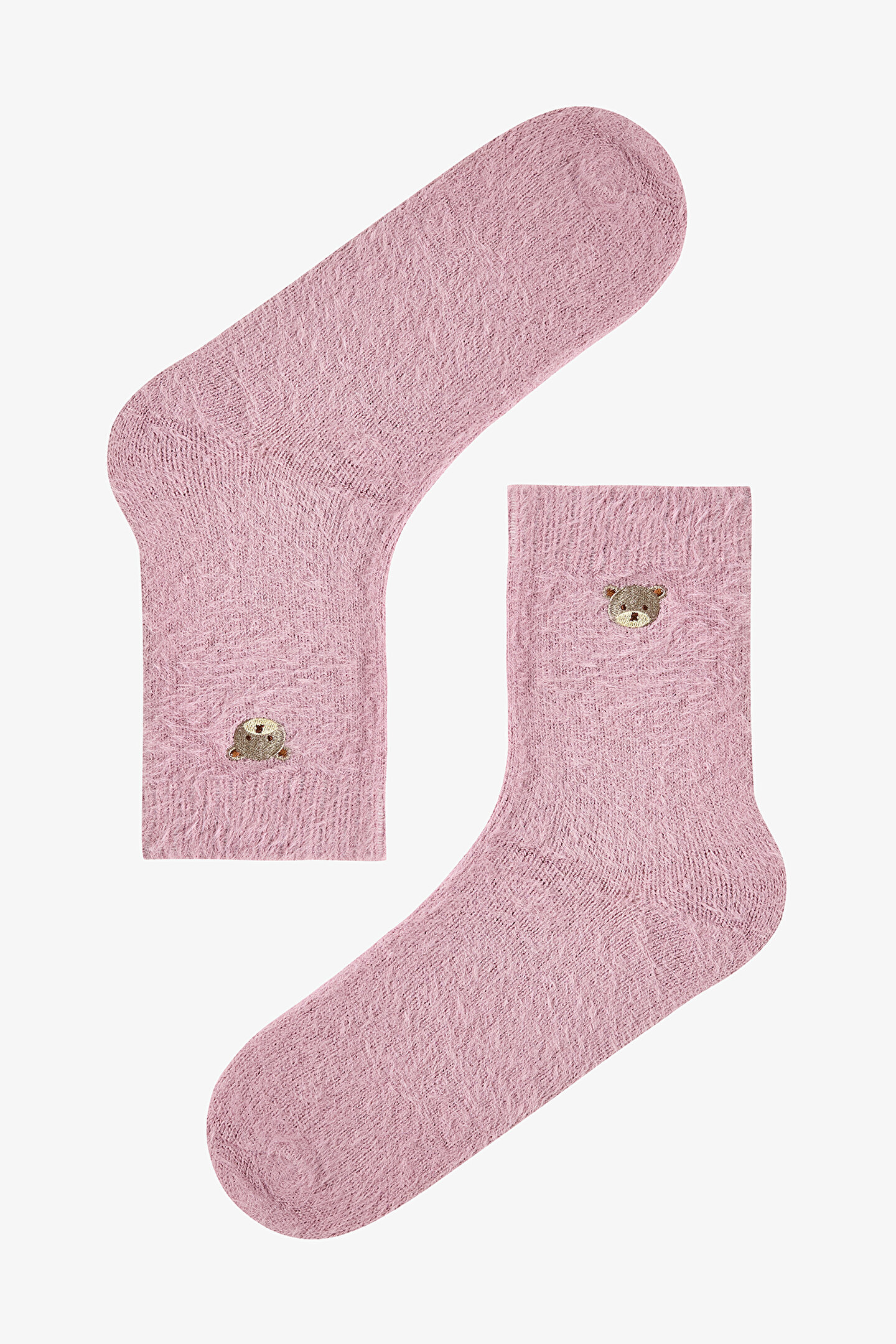 Bear Embroidered Plush Thick Socket Socks - 1