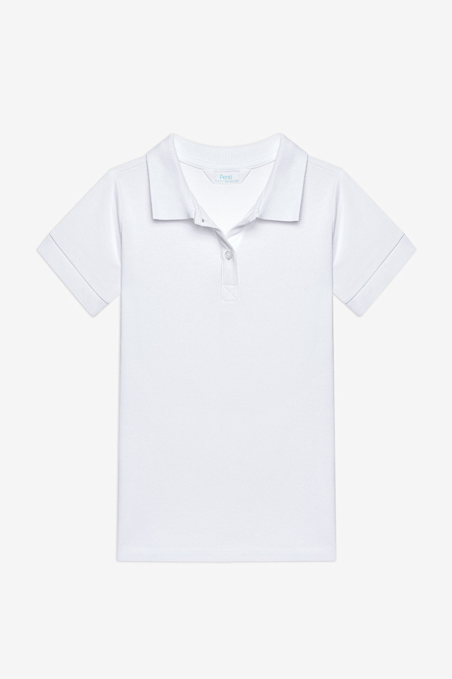 Unisex Beyaz Polo Yaka Organik Beyaz Tişört - 1