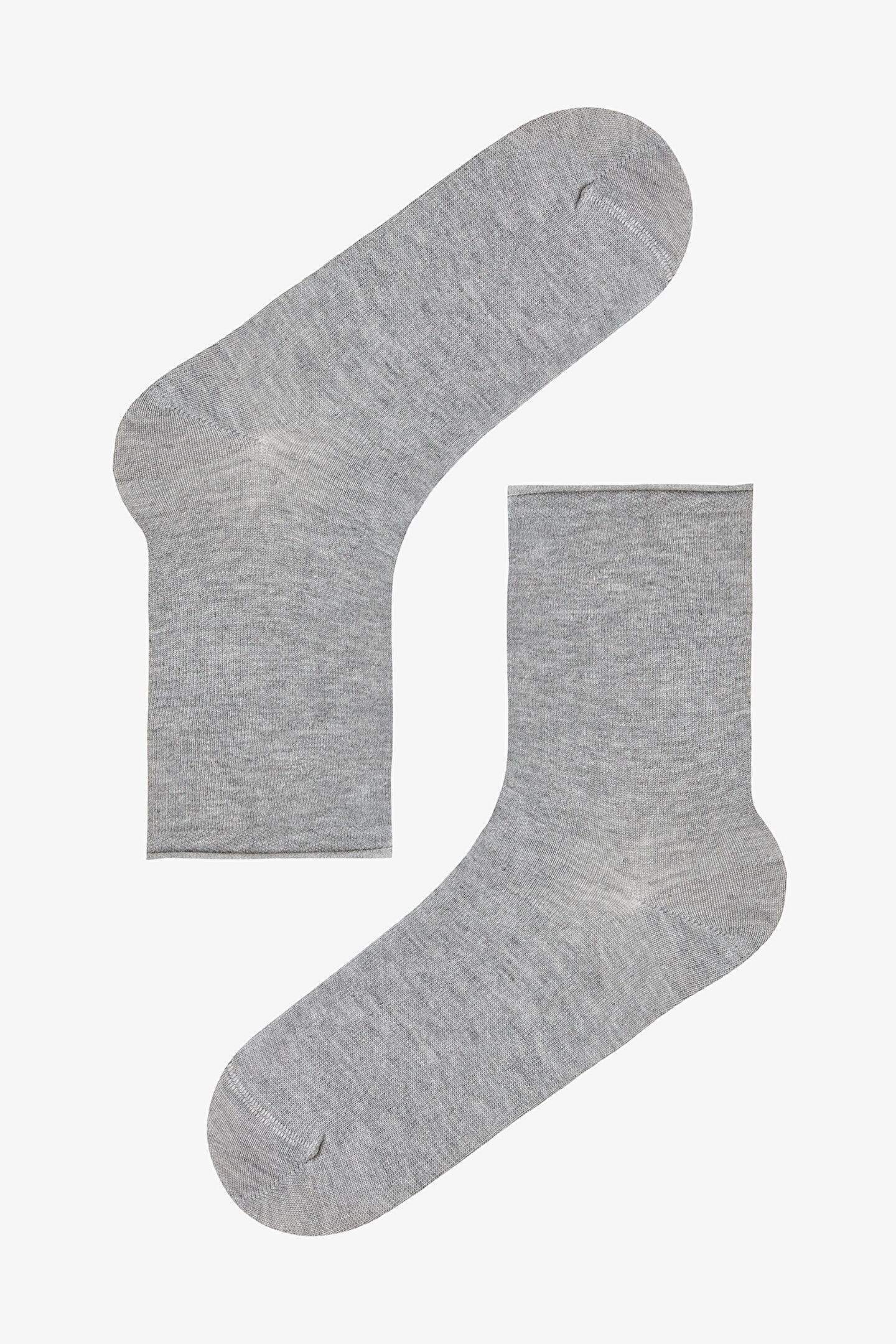 Gri Melanj Beyaz High Comfort Soket Çorap - 1