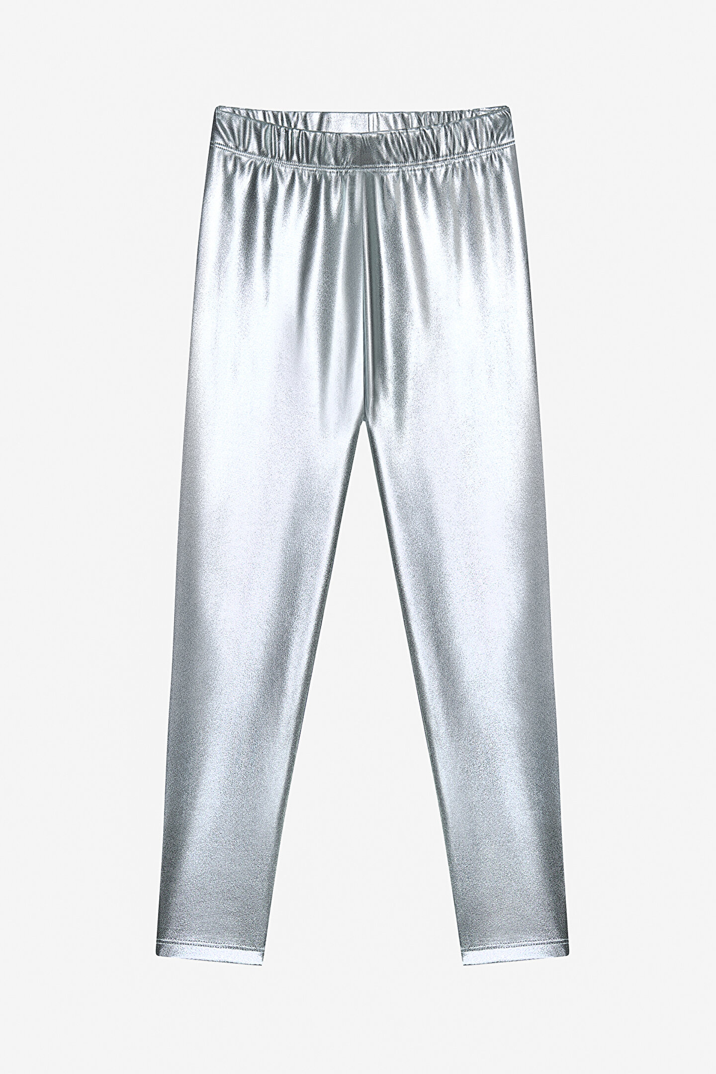 Girls Shiny Silver Grey Legging - 1