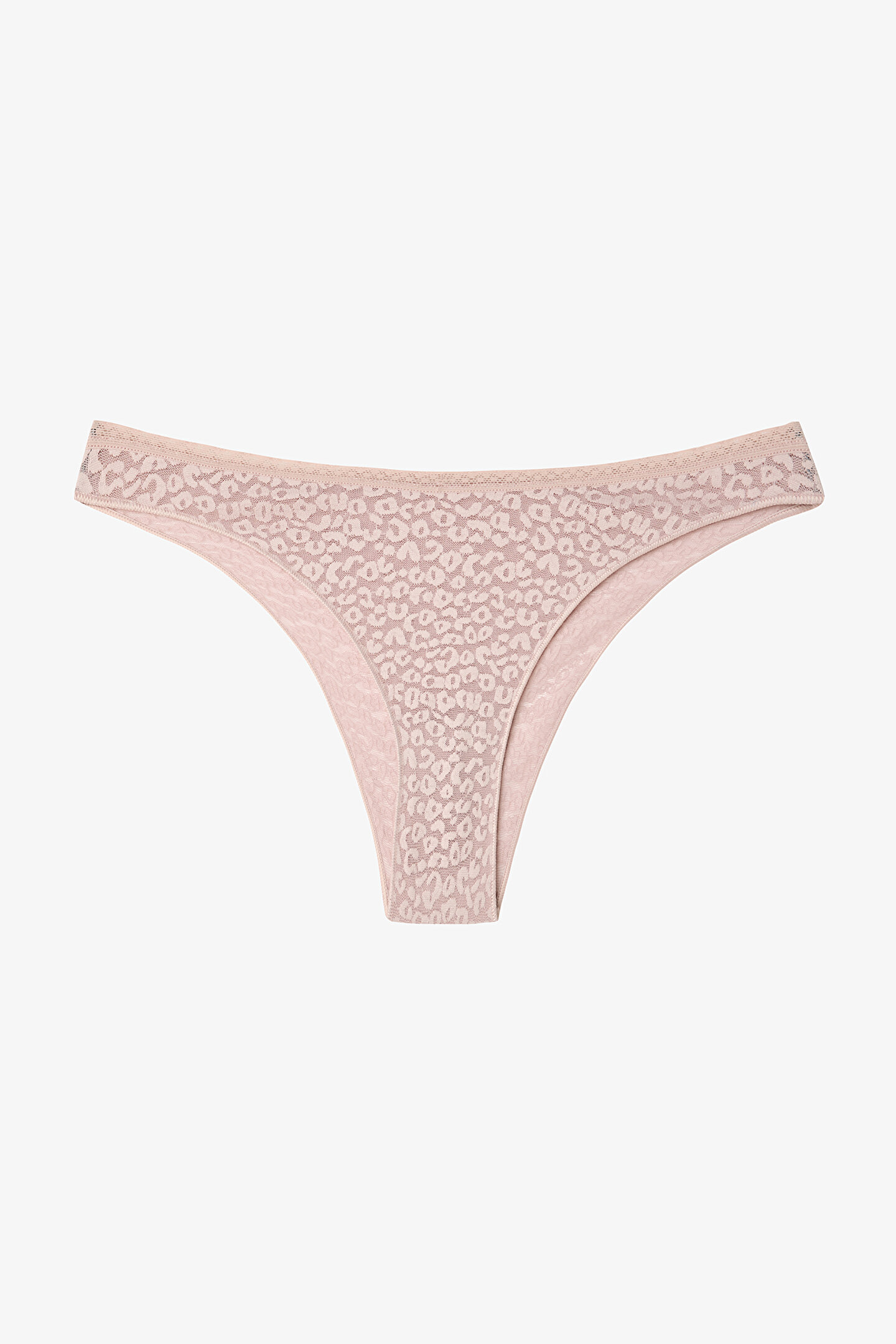 Beige Floral Patterned Lace Normal Waist V Cut - 1