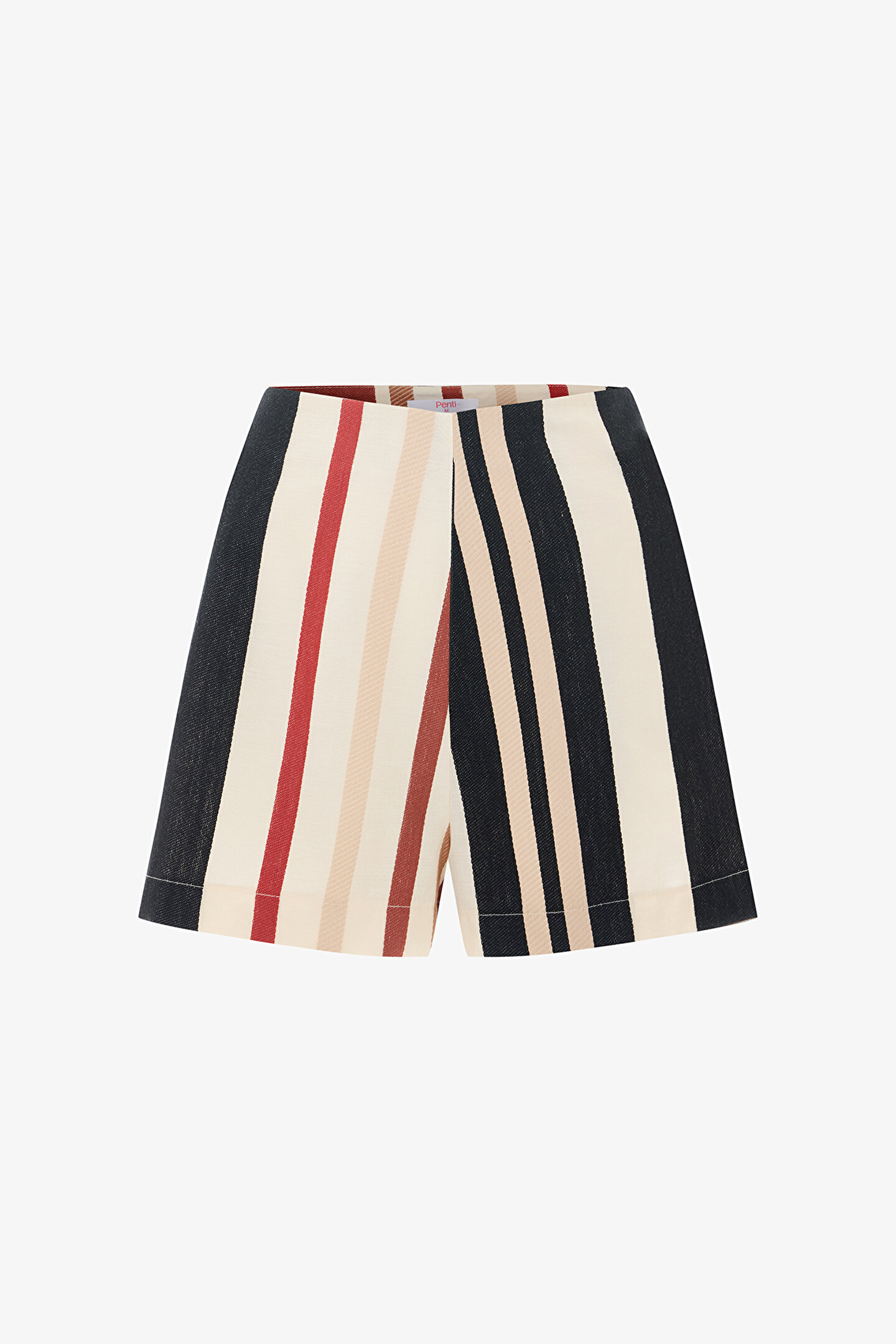 Shay Striped Etnik Desenli Mini Şort - 1
