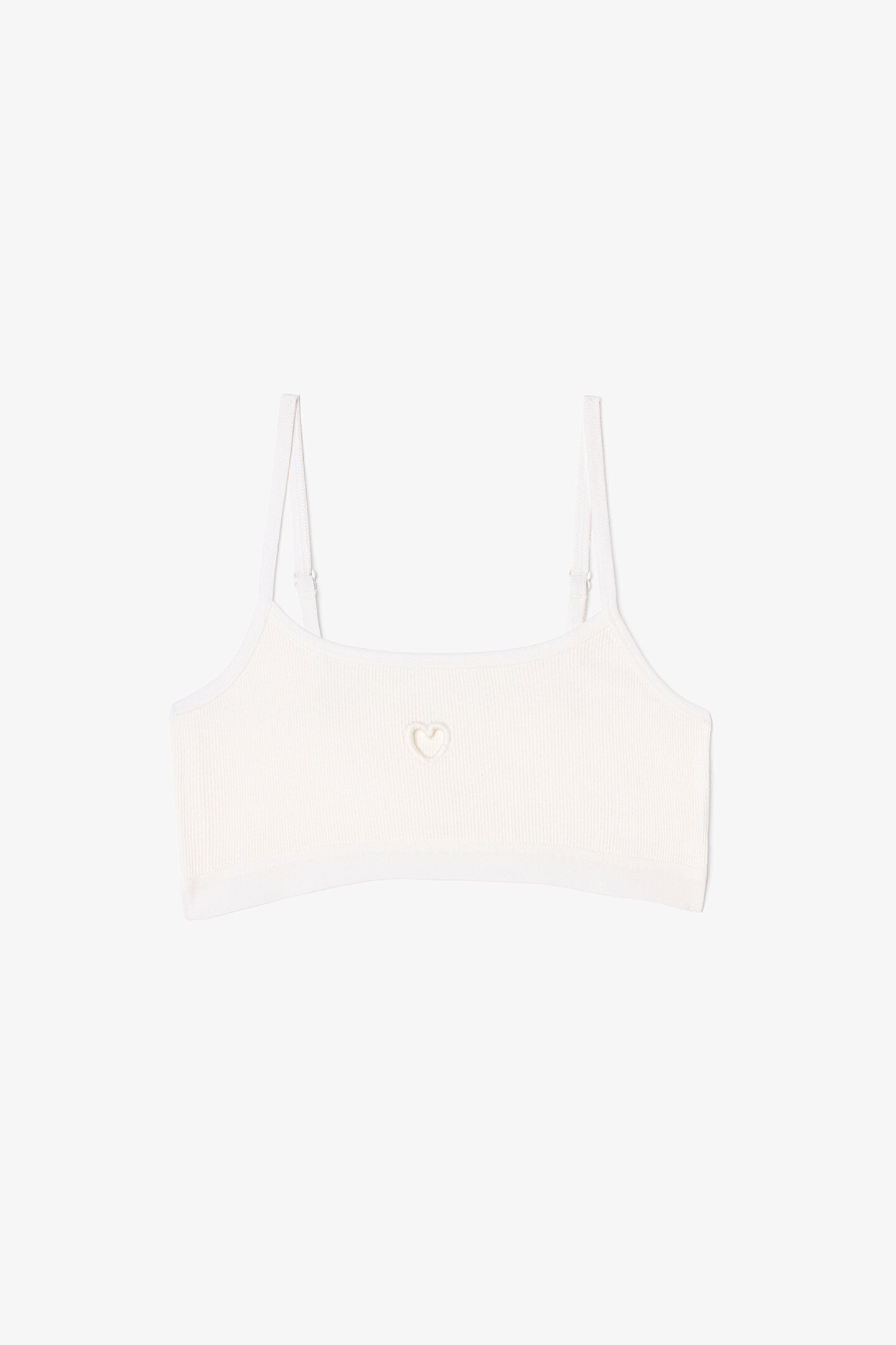 Kırık Beyaz Kız Çocuk Heart Ayarlanabilir Askılı Crop Büstiyer - 1