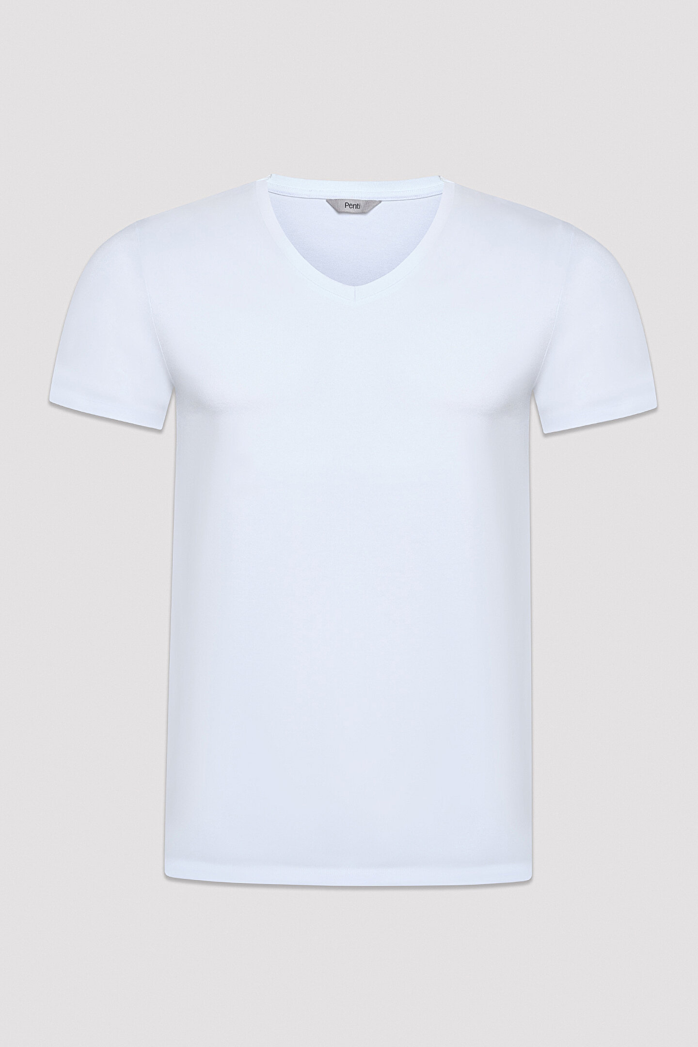 V Neck Beyaz Tişört - 1