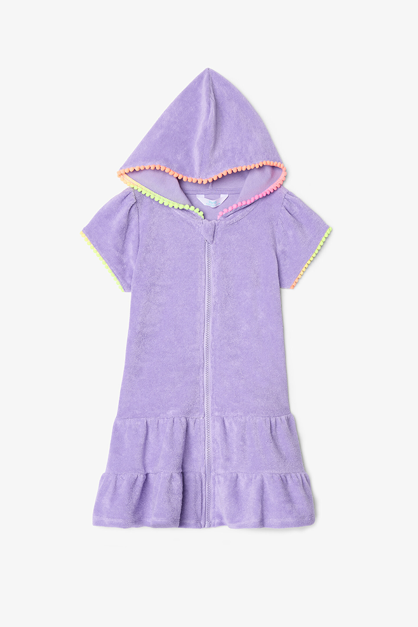 Eflatun Kız Çocuk Sweat Pastel Fermuarlı Kısa Kol Havlu Kaftan - 1