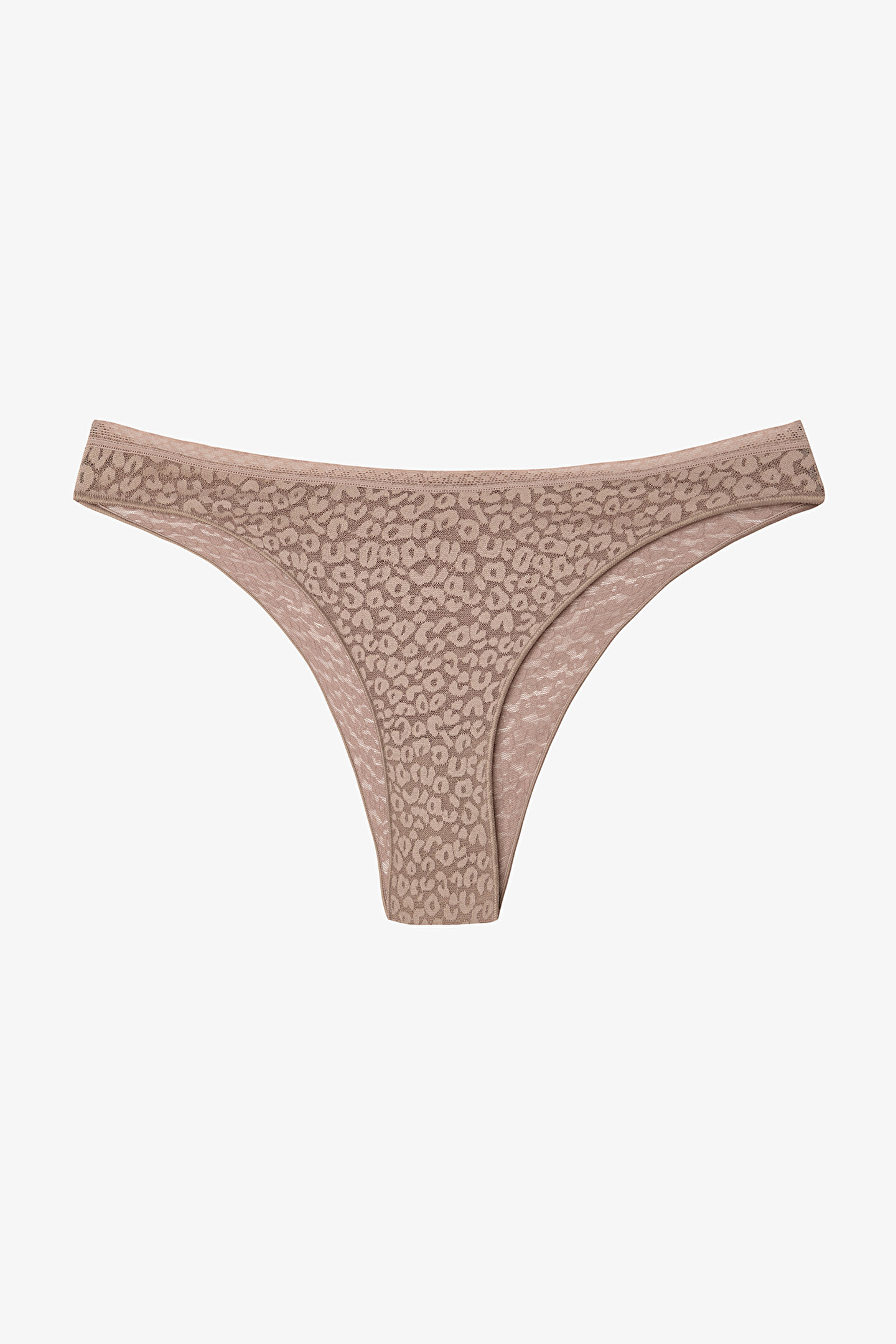 Light Brown Easy Lace Zebra Patterned V Cut Normal Waist Panties - 1