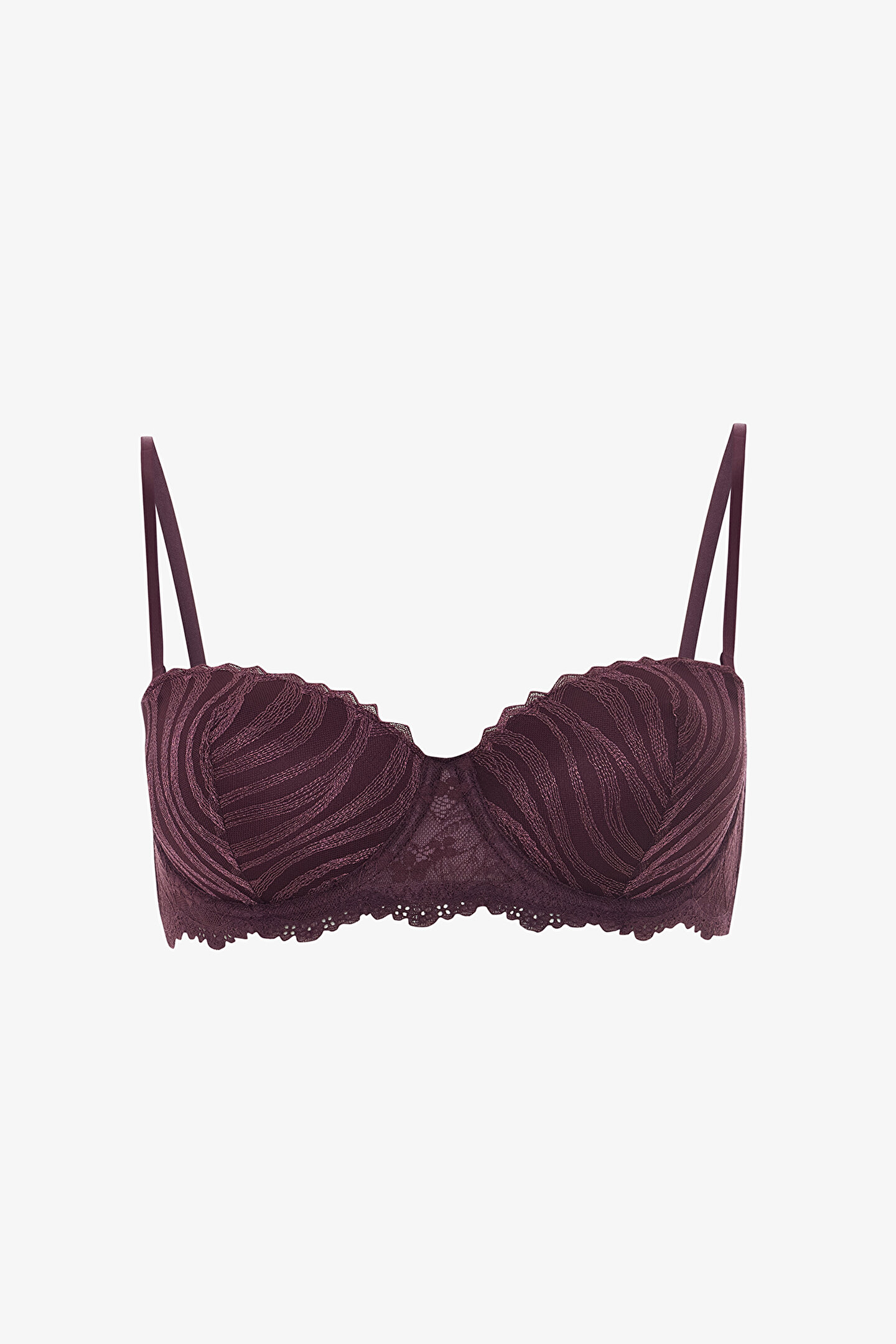 Bordo Bloom Brode Balenli Dolgusuz Toparlayıcı Straplez Sütyen - 1