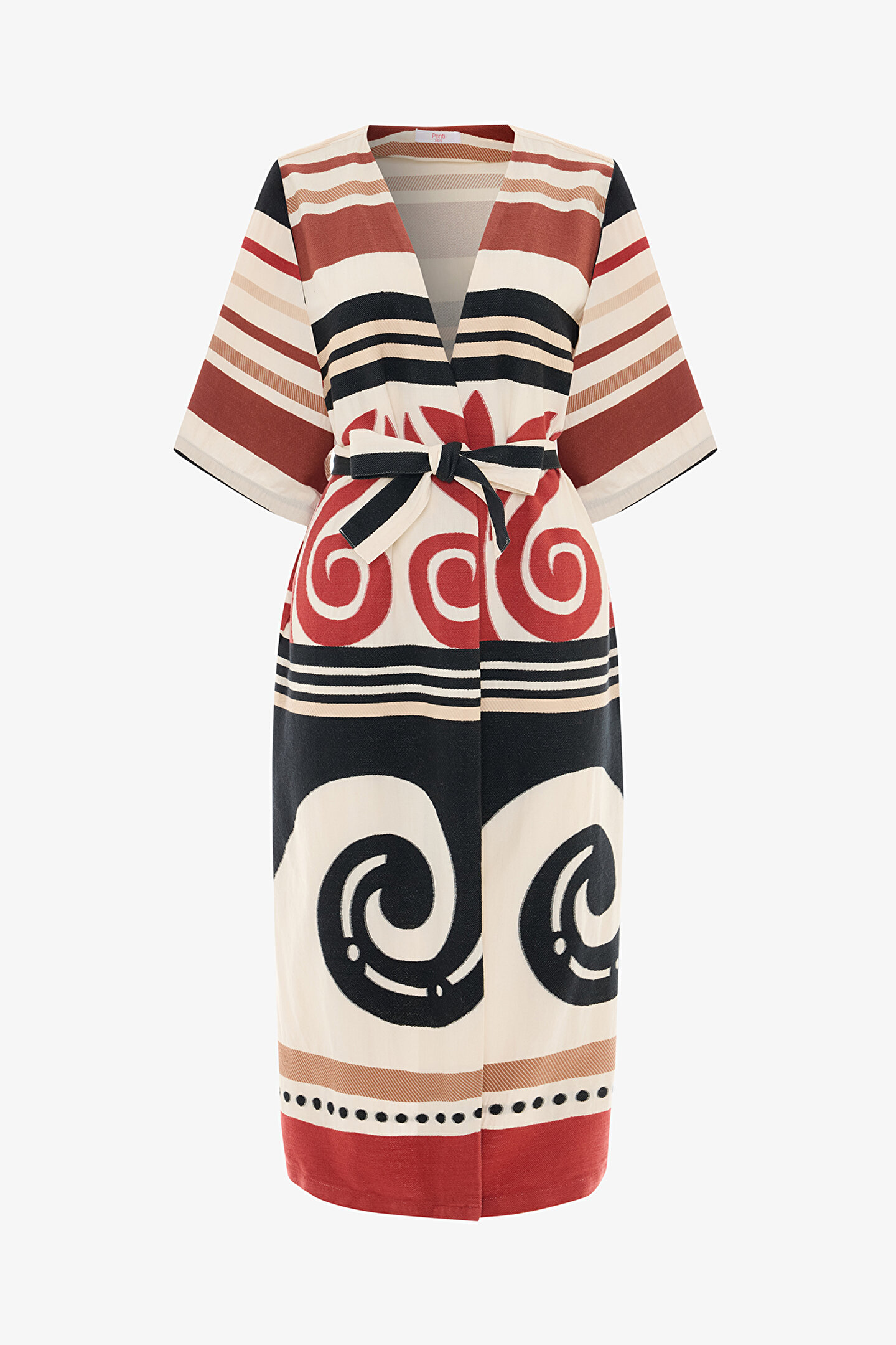 Etnik Desenli Shay Uzun Kimono - 1