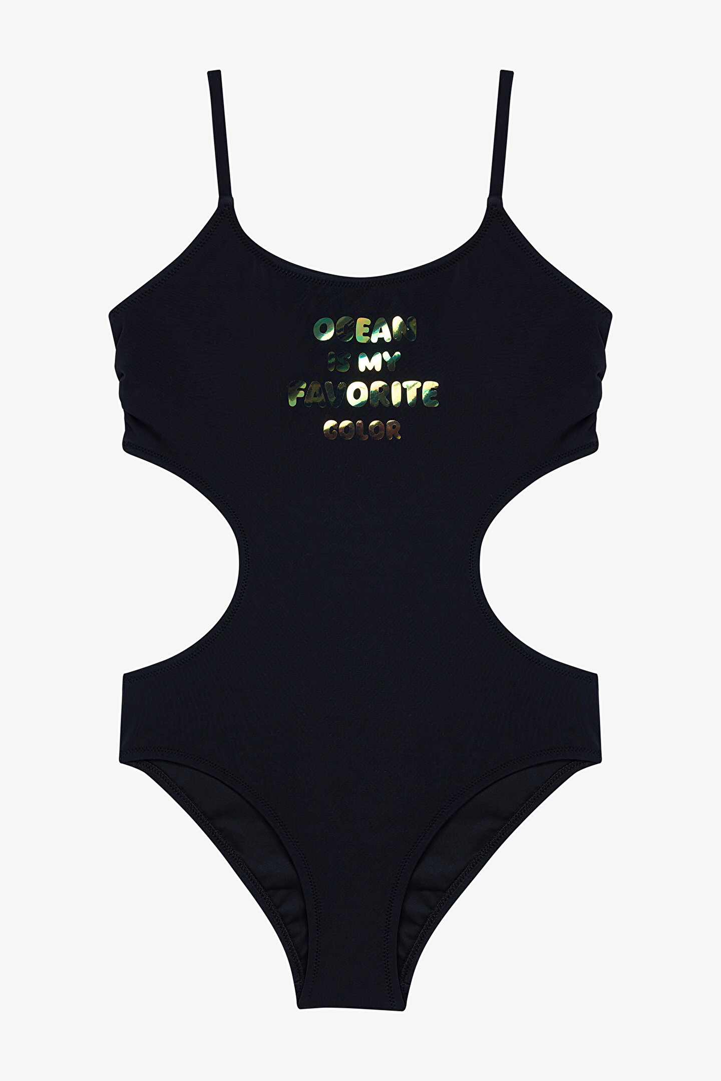 Genç Kız Newy Siyah Hologram Monokini - 1