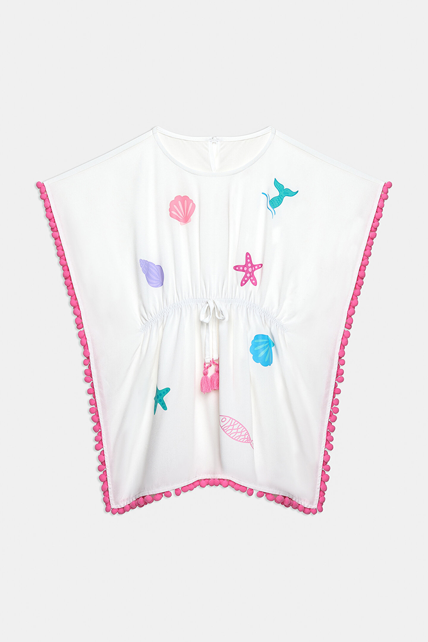 Girls Shell White Caftan - 1