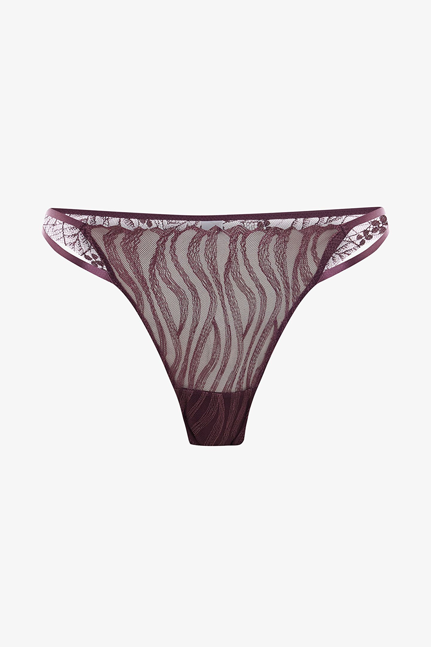 Bordo Brode Zebra Desenli Düşük Bel Slip Külot - 1