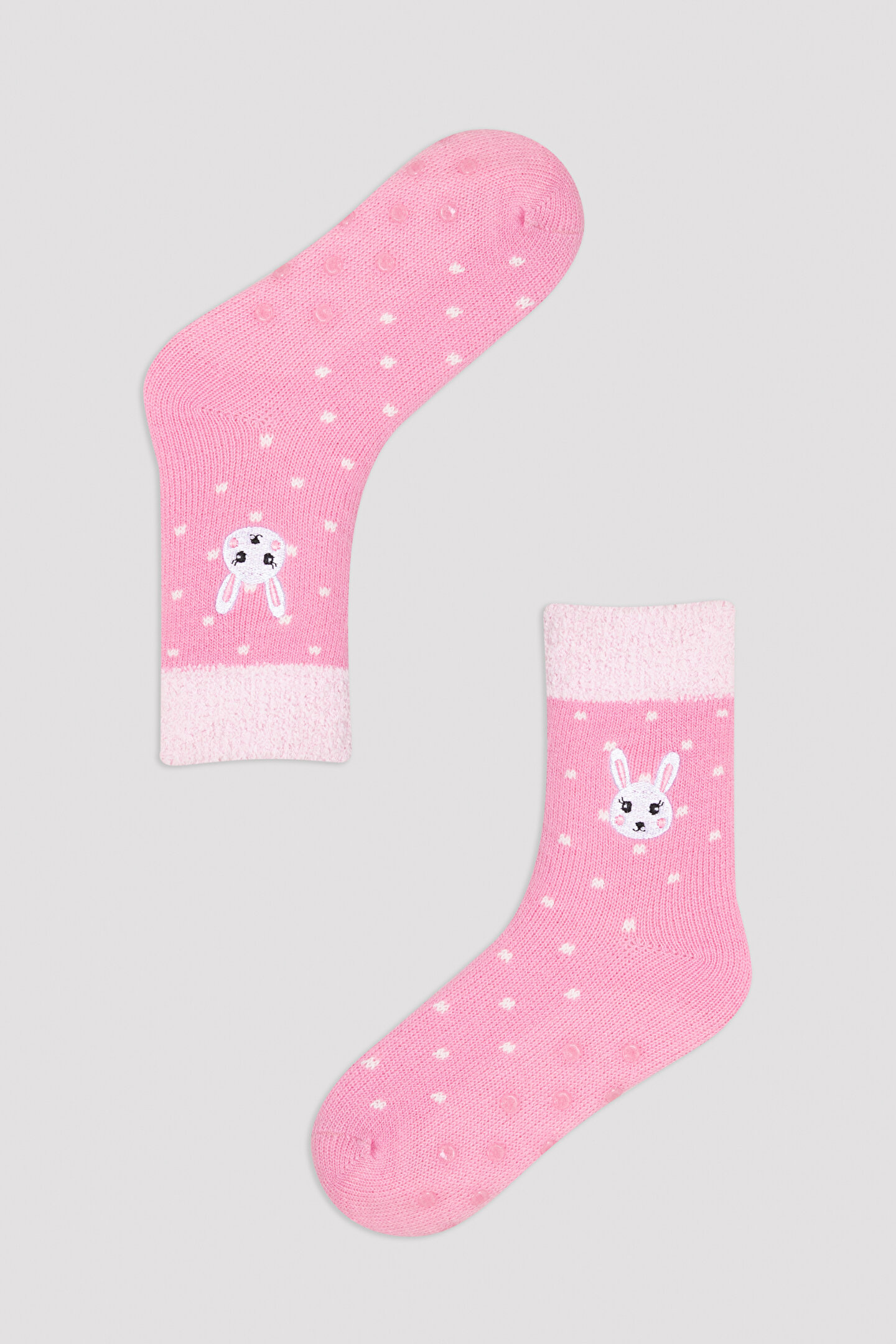 Pembe Tavşan Desenli Soket Çorap - 1