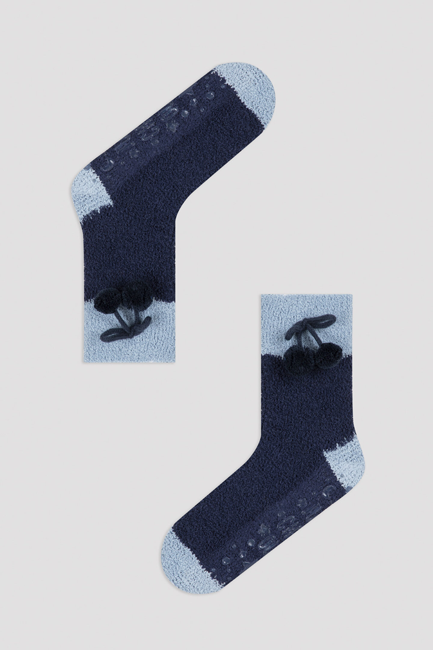 Mavi Ponponlu Soket Çorap - 1