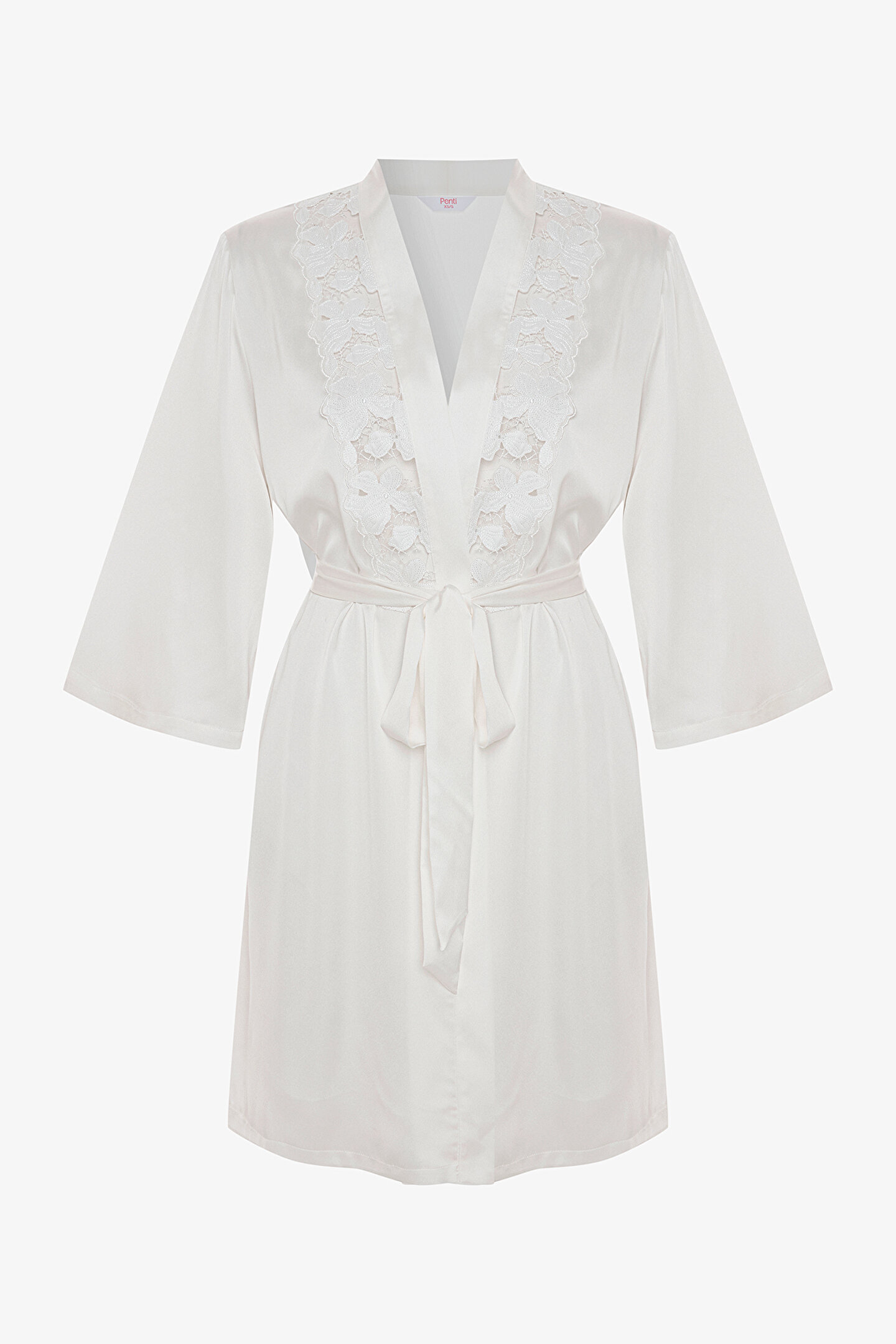 Kırık Beyaz Bridal Dantelli Gelin Sabahlık - 1