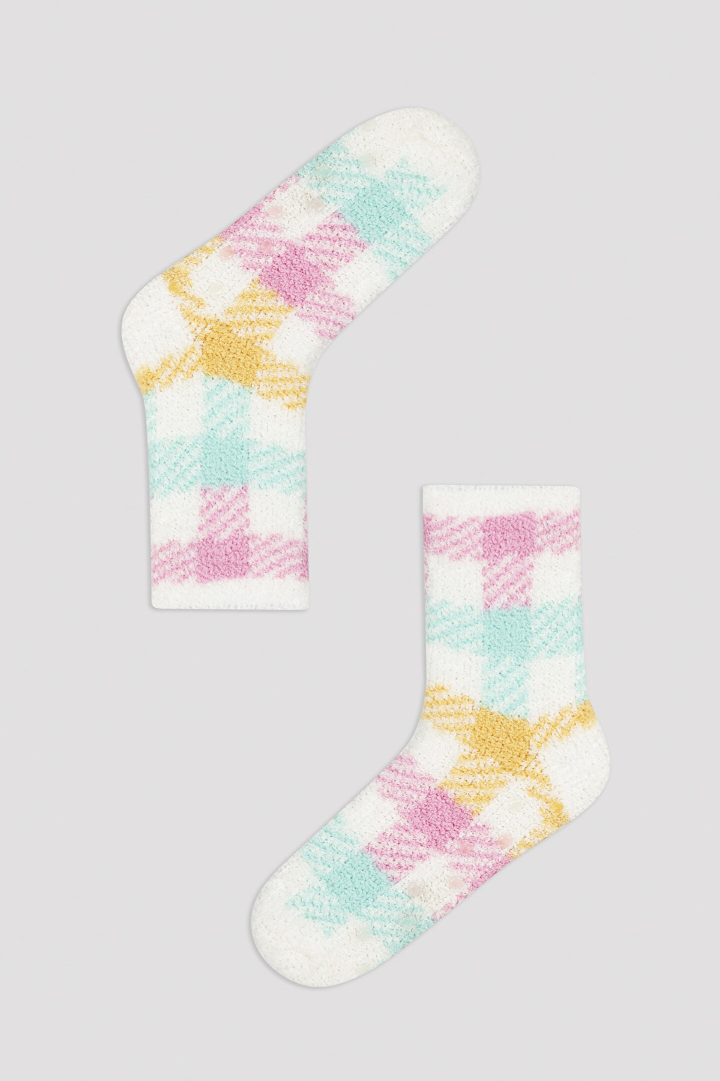 Çok Renkli Kareli Soket Çorap - 1