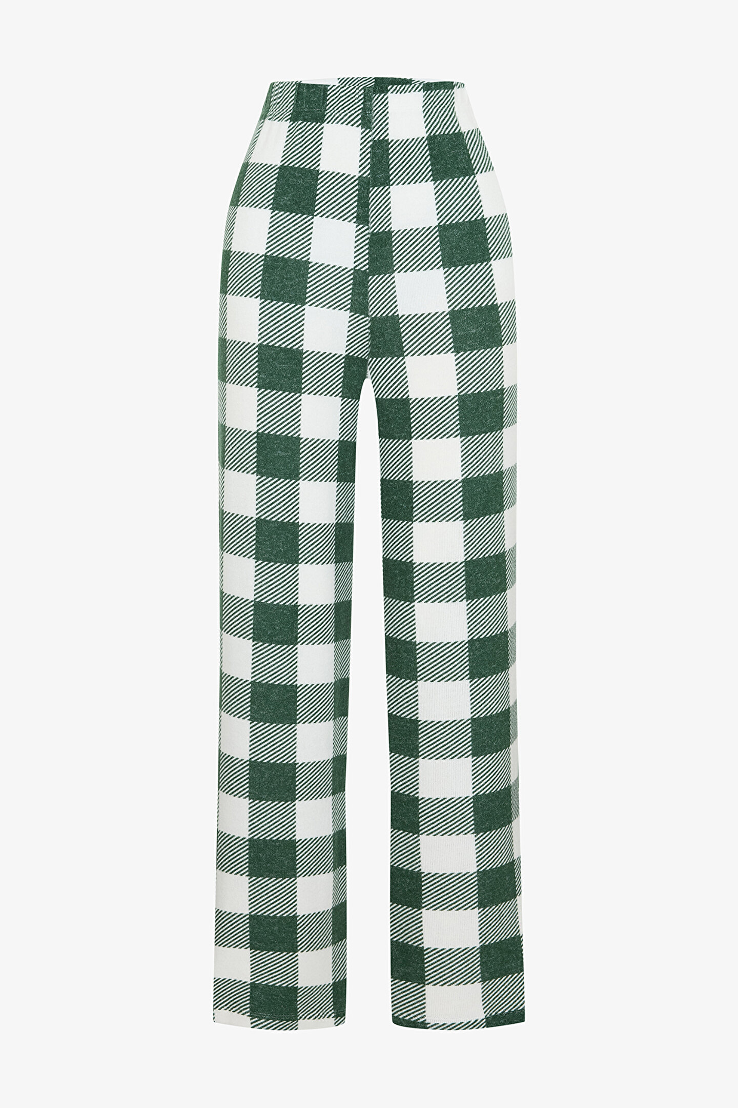 Dark Green With Love Plaid Thermal Effect Pajama Bottoms - 1