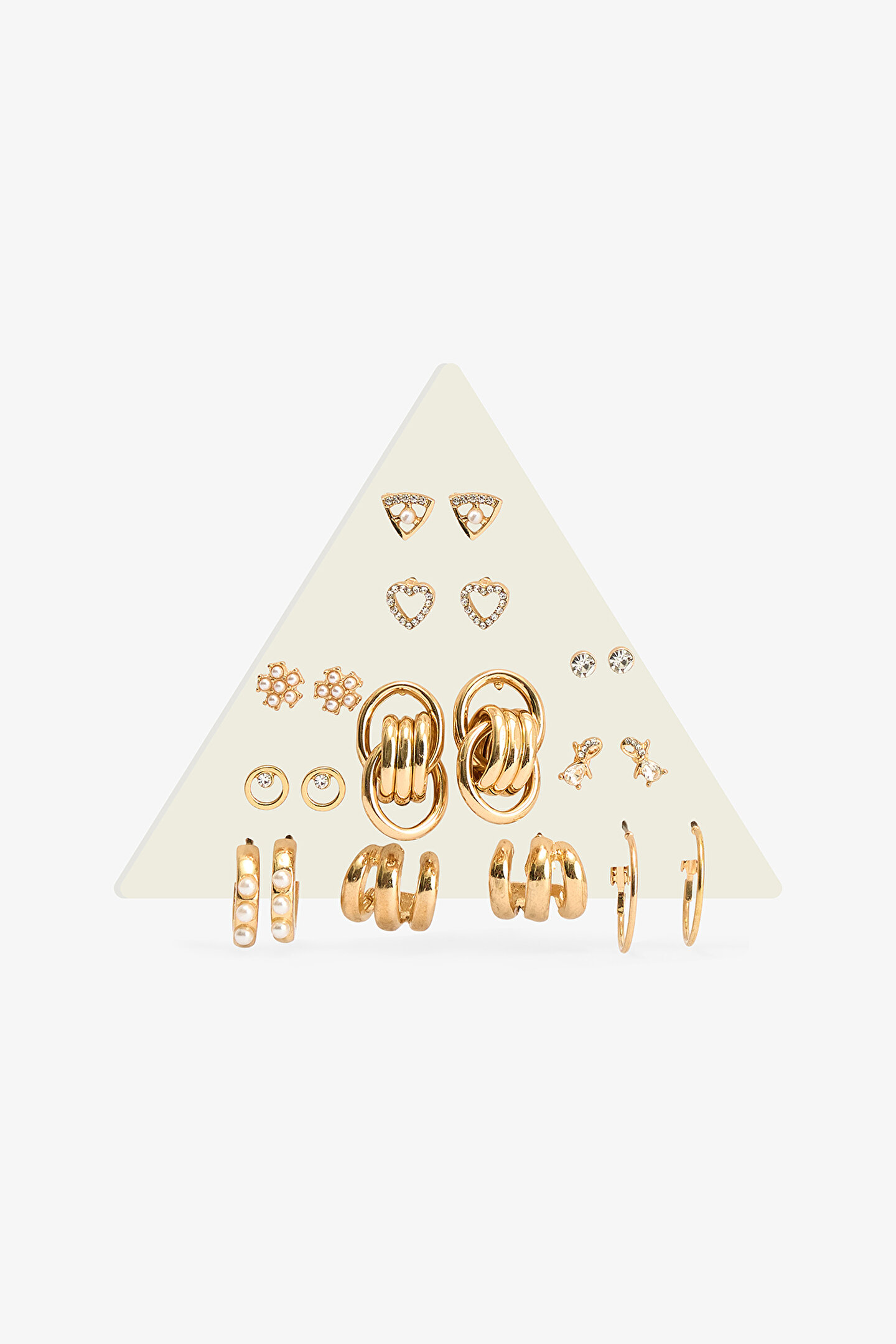 Altın Rengi Mara 10'lu Küpe Seti - 1